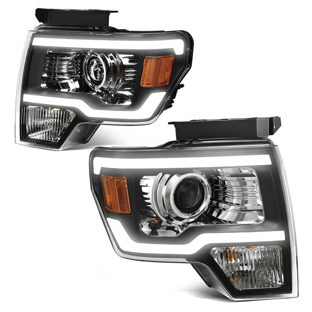 2009 2010-2014 Ford F150 LED Headlights Assembly with Amber Reflector
