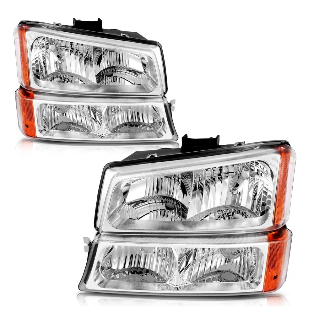 2003-2006 Chevy Silverado Avalanche Chrome Housing Headlights Assembly
