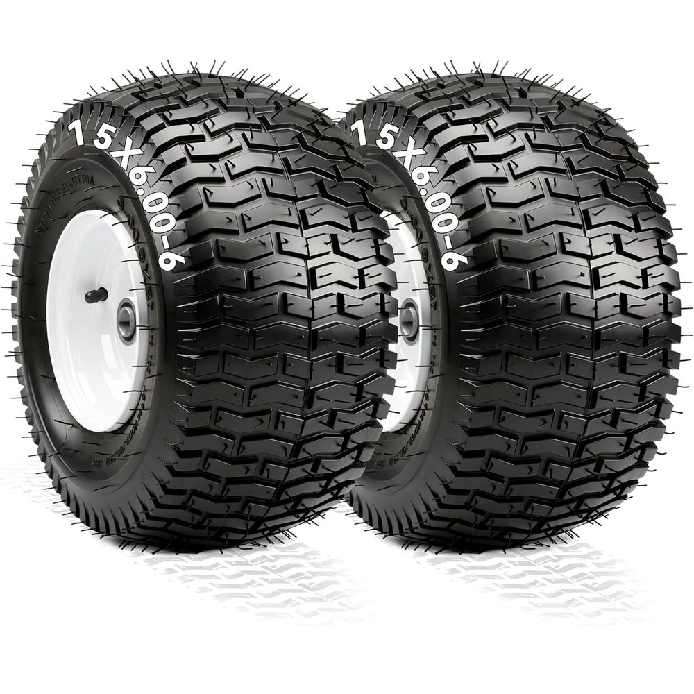 15x6.00-6 lawn mower tires, tractor wheel assemblies, riding mower front tires, 4 ply pneumatic tires, 3 inch hub, 3/4 bearing, John Deere front tires, YITAMOTOR