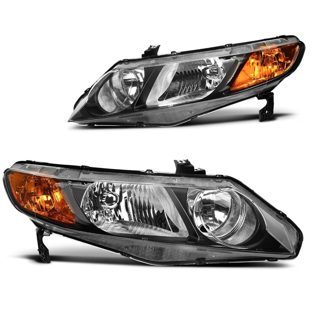 LED Headlights for 2006-2011 Honda Civic Sedan 4Dr with Amber Park Lens