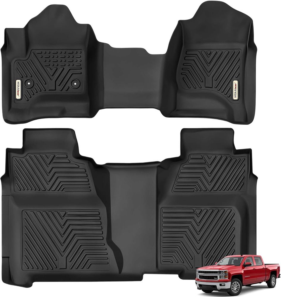 All-weather rubber floor mats fit for 14-18 Silverado/Sierra 1500