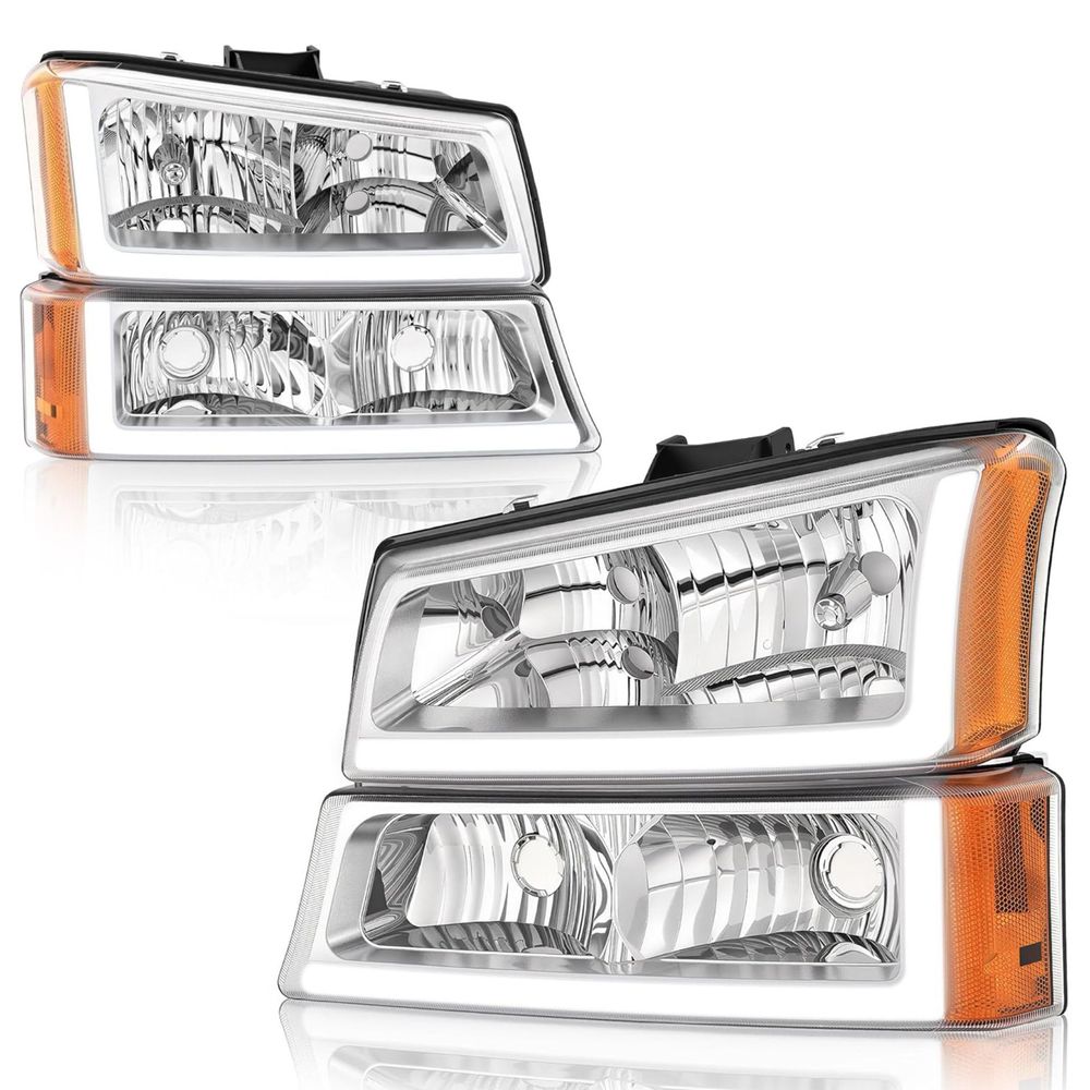 YITAMOTOR headlights, 2003-2006 Silverado headlights, Chevy Silverado LED headlights, chrome housing headlights, DRL headlight assembly, Silverado 1500 headlights, GM truck lighting, direct fit headlights