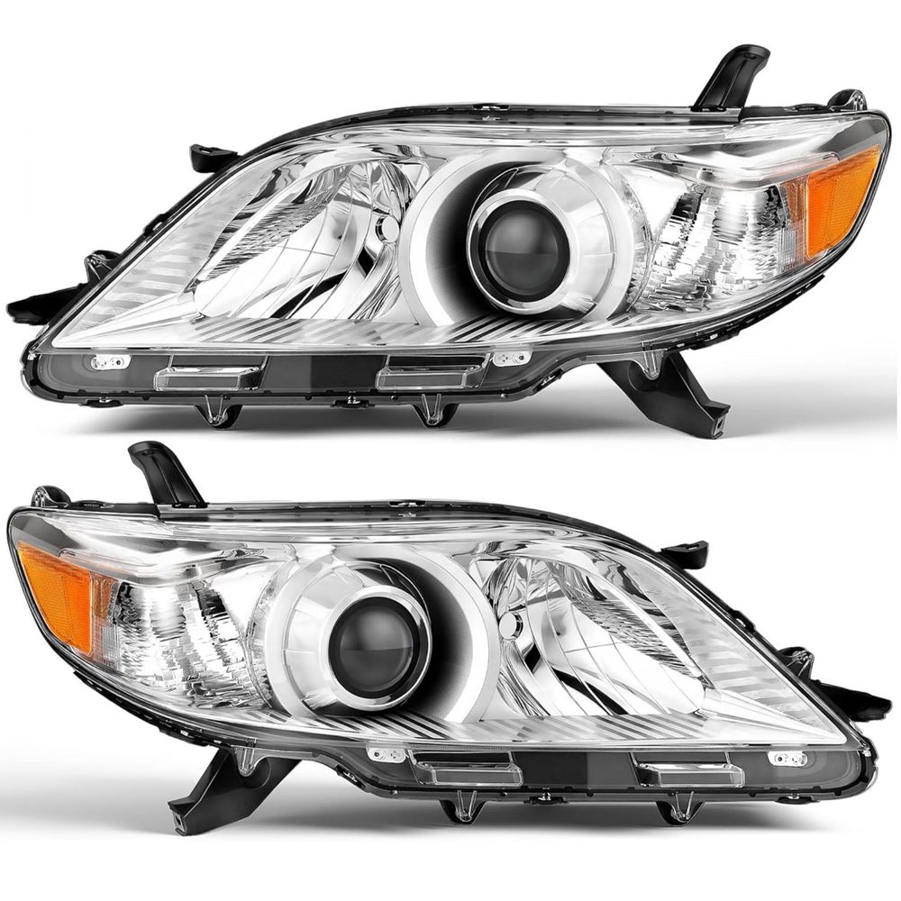 Toyota Sienna headlight assembly, 2011 Toyota Sienna headlights, 2020 Sienna headlamp replacement, chrome housing headlights, amber reflector headlight, Toyota Sienna head light replacement, OEM style headlights, YITAMOTOR headlights, aftermarket Sienna headlights, direct fit headlamp pair
