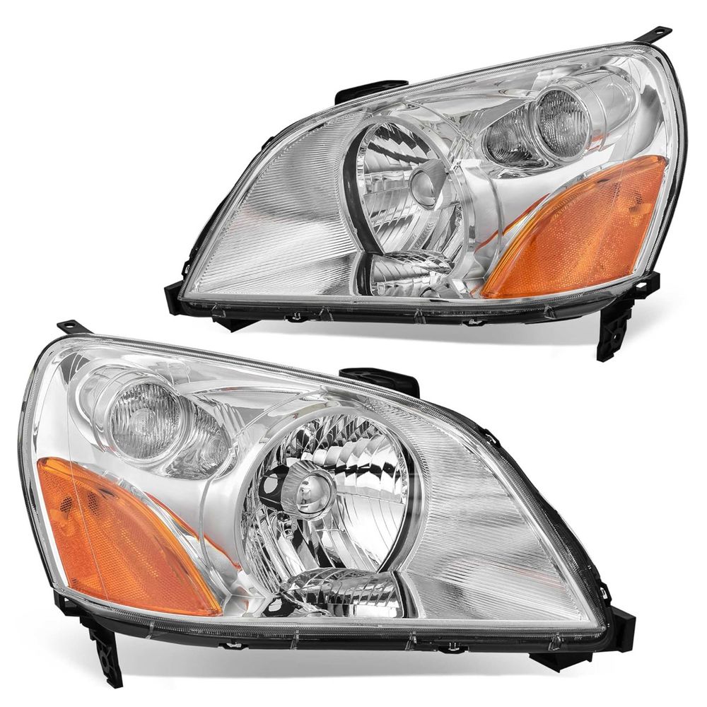 Honda Pilot headlight assembly, 2003 Honda Pilot headlights, 2004 Pilot headlamp replacement, 2005 Honda Pilot headlights, chrome housing headlights, amber reflector headlamps, Honda Pilot replacement lights, YITAMOTOR headlights, OEM style headlights, aftermarket Honda Pilot lighting