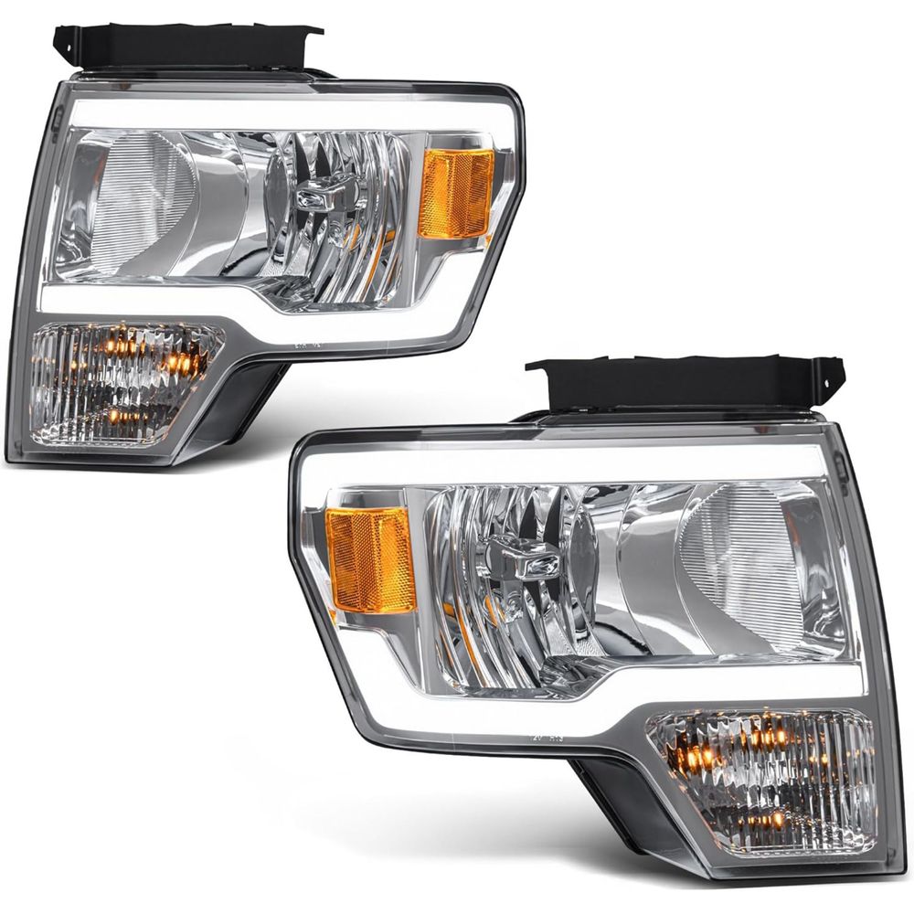 YITAMOTOR headlights, 2009-2014 Ford F150 headlights, F150 LED DRL headlights, chrome housing headlights, halogen model headlights, F150 headlight replacement, direct fit headlights