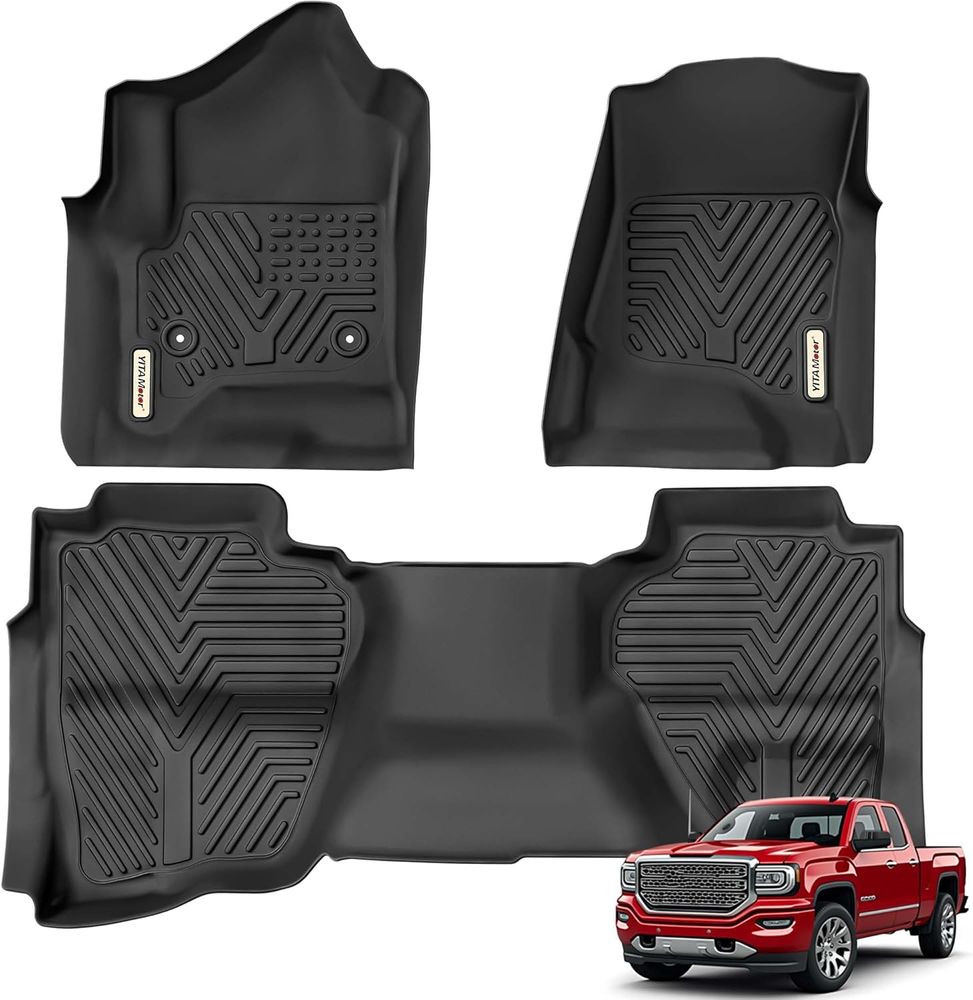 Chevy Silverado floor mats, Chevrolet Silverado floor mats, GMC Sierra floor mats, Silverado floor liners, Sierra floor liners, Chevy Silverado Double Cab floor mats, GMC Sierra Double Cab floor mats, 2014 Chevy Silverado floor mats, 2015 Chevy Silverado floor mats, 2016 Chevy Silverado floor mats, 2017 Chevy Silverado floor mats, 2018 Chevy Silverado floor mats, 2019 Chevy Silverado Legacy floor mats, 2014 GMC Sierra floor mats, 2015 GMC Sierra floor mats, 2016 GMC Sierra floor mats, 2017 GMC Sierra floor mats, 2018 GMC Sierra floor mats, 2019 GMC Sierra Limited floor mats, Silverado 2500HD floor mats, Silverado 3500HD floor mats, Sierra 2500HD floor mats, Sierra 3500HD floor mats, all weather floor mats, TPE floor mats, custom fit floor liners, waterproof floor mats, non slip floor mats, Double Cab floor mats, 1st and 2nd row floor mats, Chevrolet Silverado accessories, GMC Sierra accessories, YITAMOTOR floor mats
