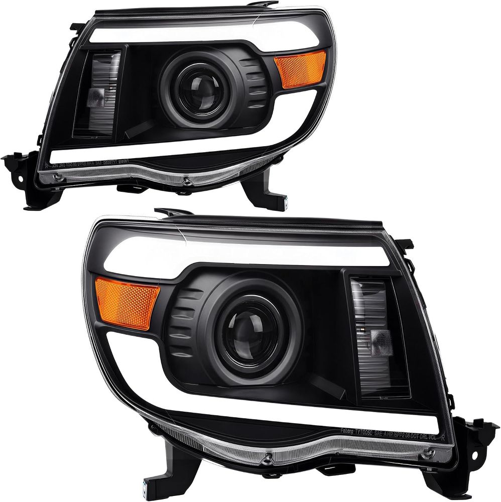 YITAMOTOR headlights, projector headlights Toyota Tacoma, LED DRL headlights Tacoma, 2005-2011 Tacoma headlights, black housing projector headlights, dual-beam lens headlights, amber reflector headlights, clear PC lens headlights, H7 headlights with bulbs, waterproof projector headlights, Toyota Tacoma aftermarket headlights, bolt-on headlight replacement, 360 side reflector headlights, Tacoma LED DRL projector, 05-11 Tacoma headlight assembly