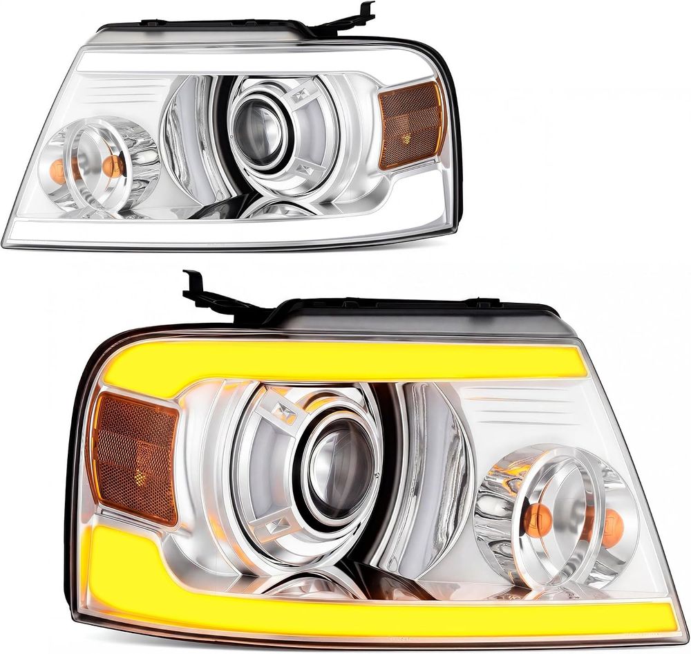 YITAMOTOR headlights, 2004 Ford F-150 headlights, 2005 Ford F-150 headlights, 2006 Ford F-150 headlights, 2007 Ford F-150 headlights, 2008 Ford F-150 headlights, 2004-2008 Ford F-150 headlights, 2006 Lincoln Mark LT headlights, 2007 Lincoln Mark LT headlights, 2008 Lincoln Mark LT headlights, 2006-2008 Lincoln Mark LT headlights, Ford F150 replacement headlights, Lincoln Mark LT headlight assembly, LED DRL projector headlights, dual-beam projector headlights, chrome housing headlights, sequential turn signal headlights, LED daytime running lights, H7 dual-beam projector, H7 high beam bulbs, H7 low beam bulbs, 3157NA turn signal bulbs, headlights with bulbs and harness, brighter headlight beam, metallic parabolic reflectors, broad uniform beam distribution, waterproof headlight assembly, sealed silicone housing, one-way vent headlights, impact-resistant polycarbonate lens, vibration-resistant headlights, micro-prism side reflectors, nighttime visibility headlights, all-weather replacement headlights, not compatible with 2004 F-150 Heritage, not compatible with Flareside bed models