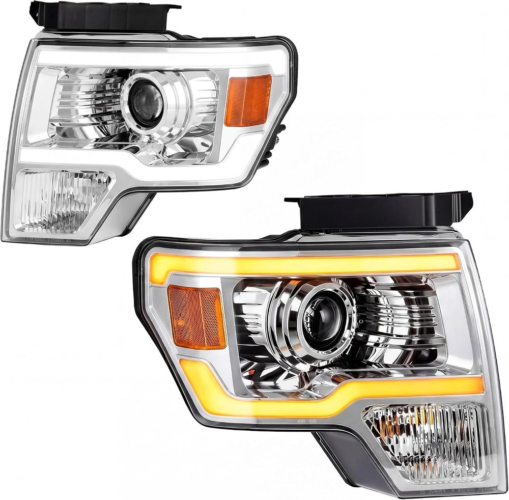 YITAMOTOR headlights, 2009 Ford F-150 headlights, 2010 Ford F-150 headlights, 2011 Ford F-150 headlights, 2012 Ford F-150 headlights, 2013 Ford F-150 headlights, 2014 Ford F-150 headlights, 2009-2014 Ford F-150 headlights, Ford F150 replacement headlights, Ford F-150 headlight assembly, LED DRL projector headlights, dual-beam projector headlights, sequential turn signal headlights, LED daytime running lights, H7 dual-beam headlights, H7 high low beam bulbs, 3157NA turn signal bulbs, headlights with bulbs and harness, factory halogen headlight replacement, halogen model headlights, chrome-free projector headlights, brighter beam distribution, metallic parabolic reflectors, waterproof headlight assembly, sealed silicone housing, one-way vent headlights, impact-resistant polycarbonate lens, vibration-resistant headlights, micro-prism side reflectors, direct replacement headlights, not for factory HID models, 2009-2014 F-150 halogen headlights