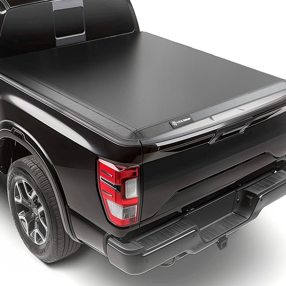 2017-2024 Nissan Titan Soft Quad Fold Truck Bed Tonneau Cover, Fleetside 5.5 ft Bed w/o Titan Box