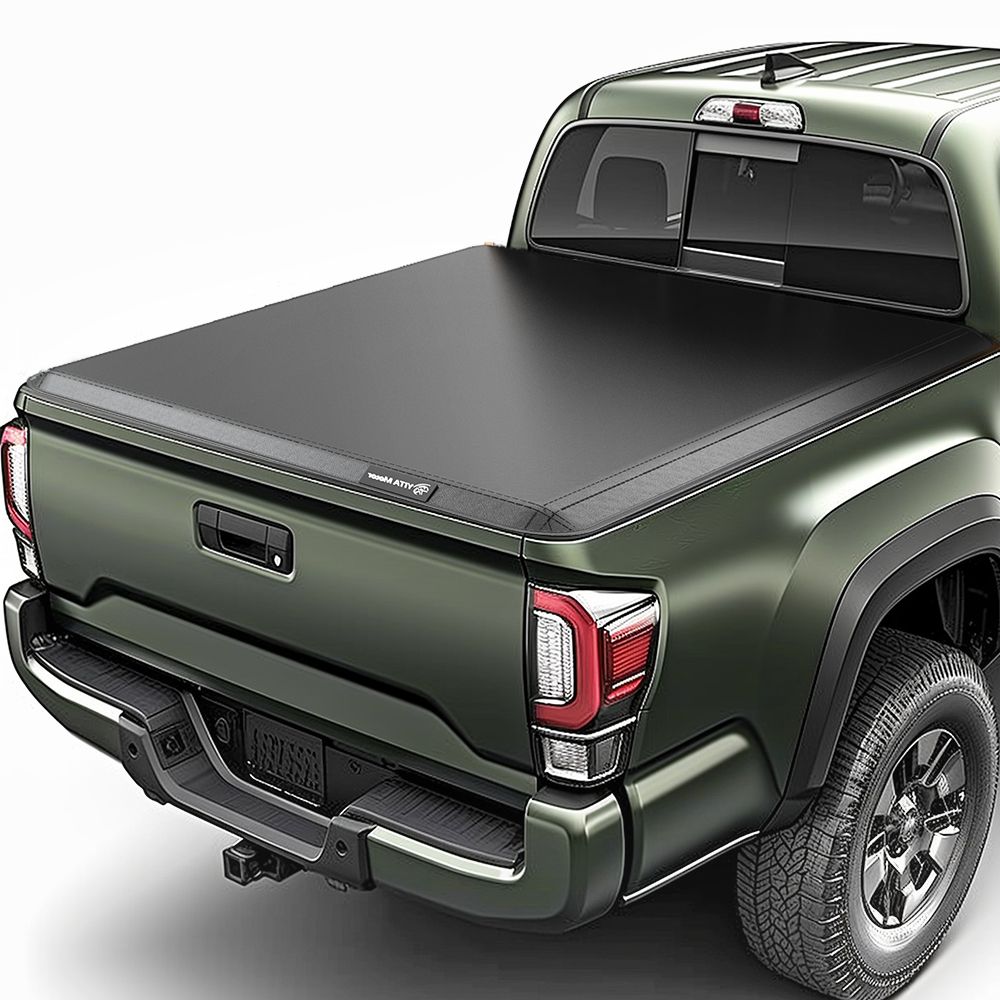  Soft Tri-Fold 2005-2015 Toyota Tacoma, Fleetside 6 ft Bed with Deck Rail System Truck Bed Tonneau Cover