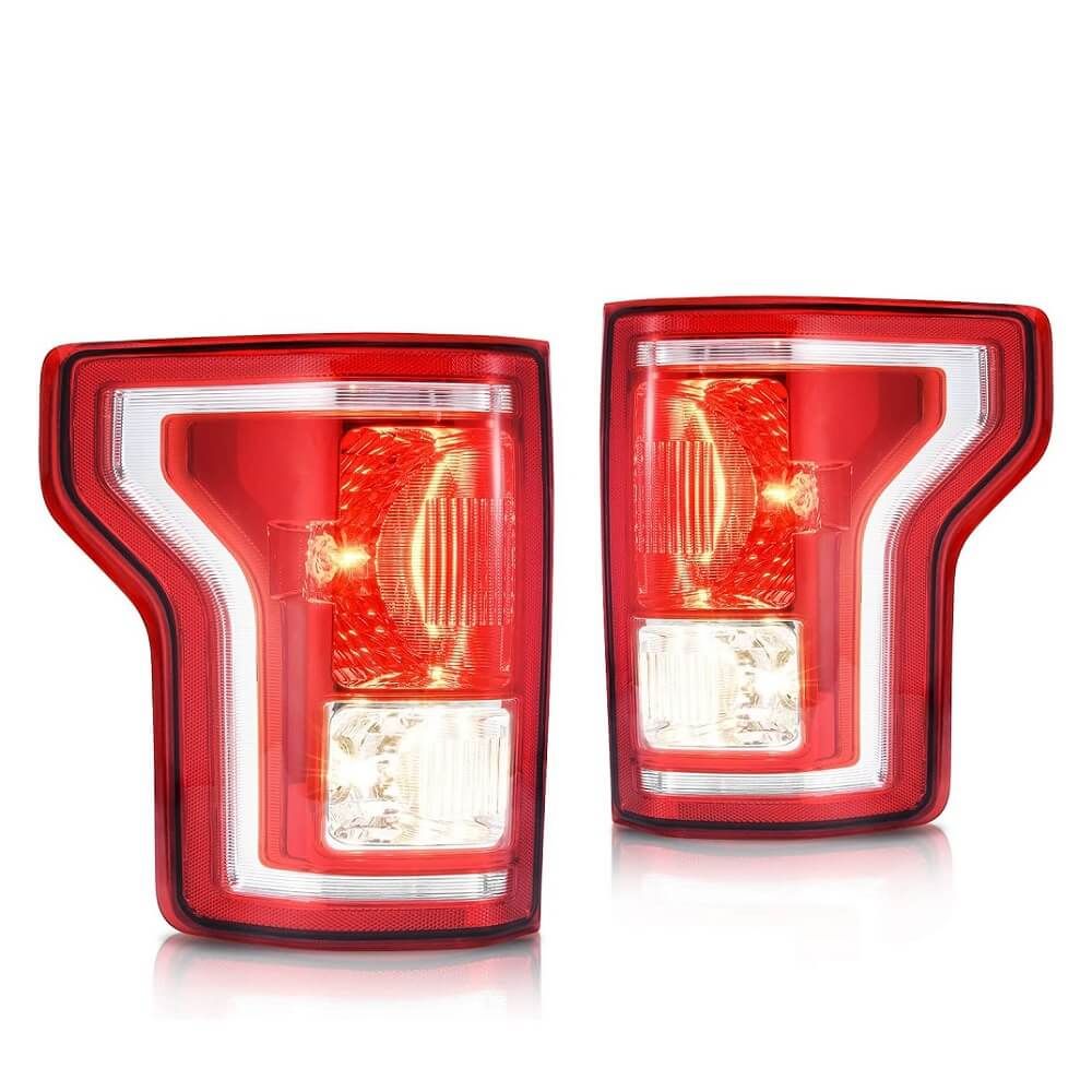 Halogen 2015-2017 Ford F-150 Tail Lights Assembly Red Clear Sold in Pairs