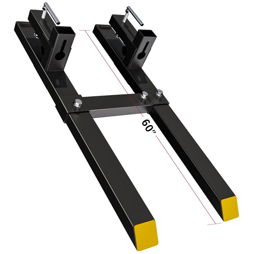60" Clamp on Pallet Forks 2000LB with Adjustable Stabilizer Bar