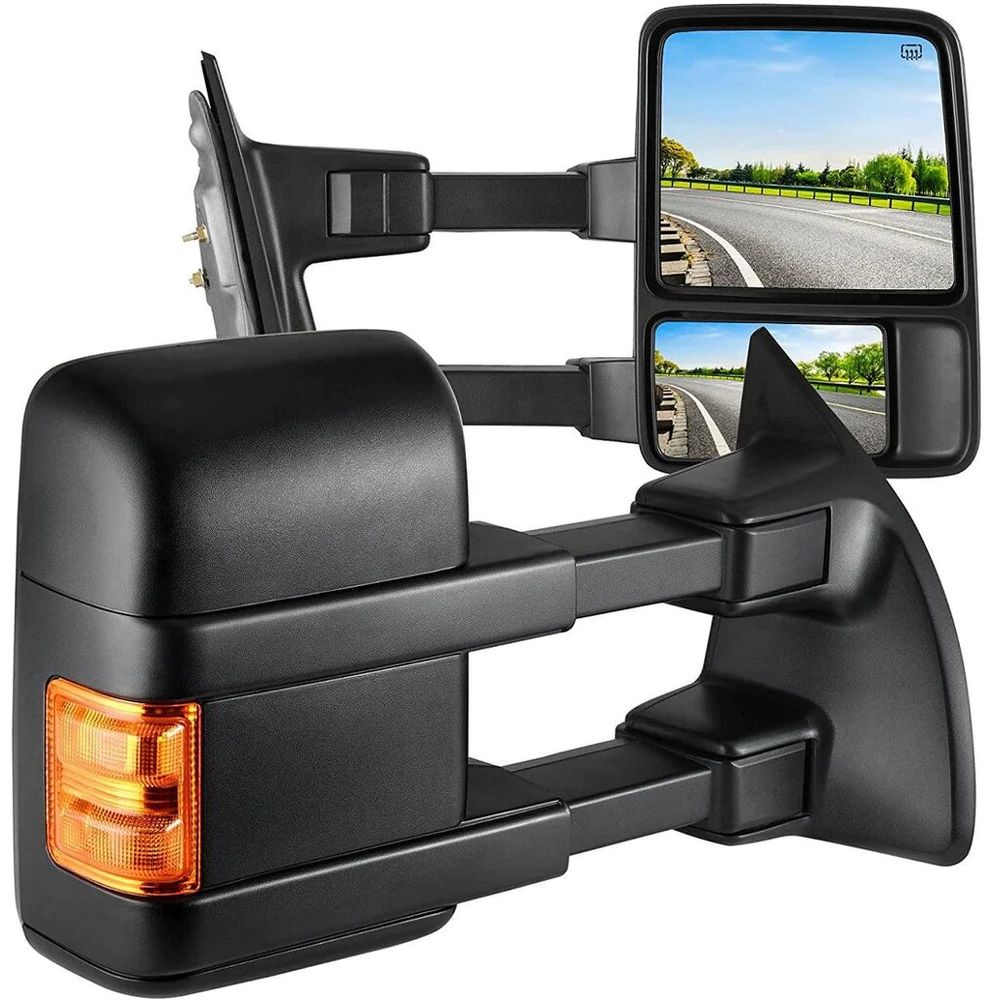 Towing Mirrors compatible for 1999-2007 Ford F250 F350 F450 F550 Super Duty Tow Mirrors Power Heated with Turn Signal Light Side Mirrors