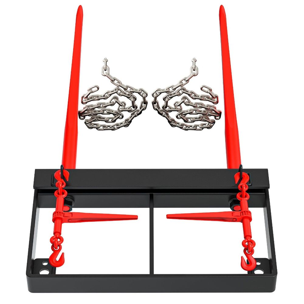 Dual Hay Bale Spear 49" 3000 lbs, Heavy Duty Front Skid Steer Loader Tractor Bucket Attachment with Coated Rust Resistant