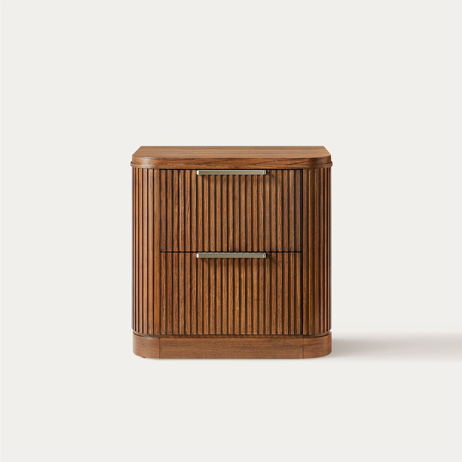 Finnley 26 Inch Fluted Nightstand in Warm Brown Poplar Wood | HERNEST