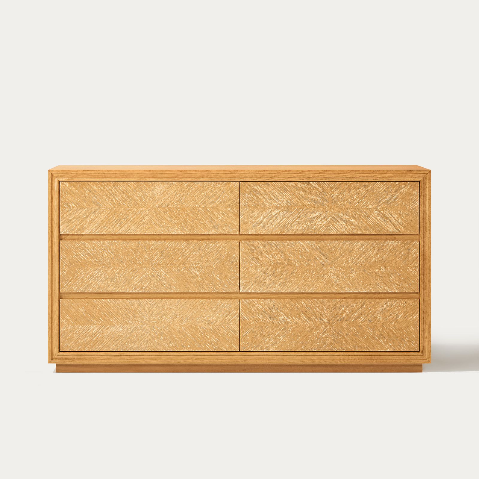 60 inch Natural Dusty Chevron Dresser with 6 Solid Wood Drawers