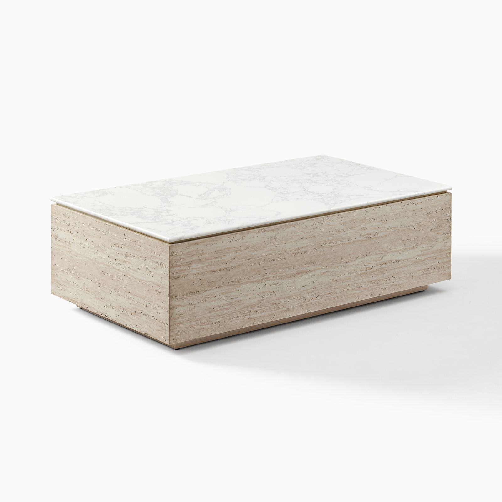 Renata 47 inch Marble Tabletop Coffee Table with Travertine