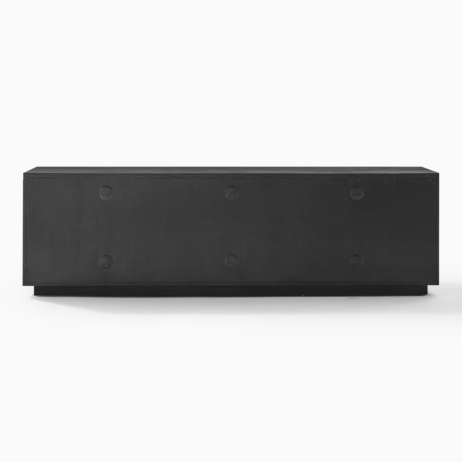 Ingrid 84 inch Black Solid Oak Slatted TV Stand | HERNEST