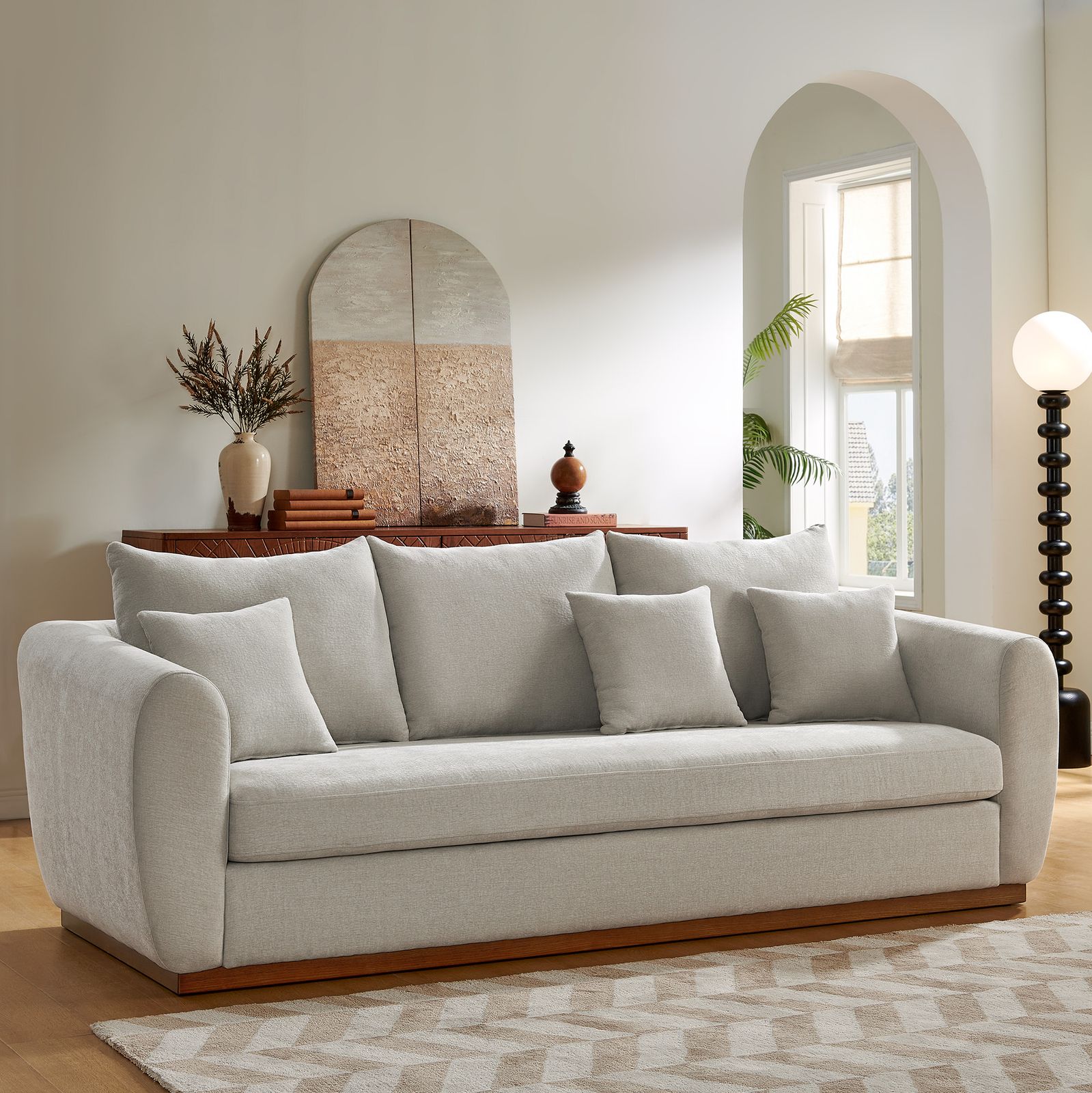 Skansen Gray Cotton Fabric Loveseat Sofa with Spill-resistant