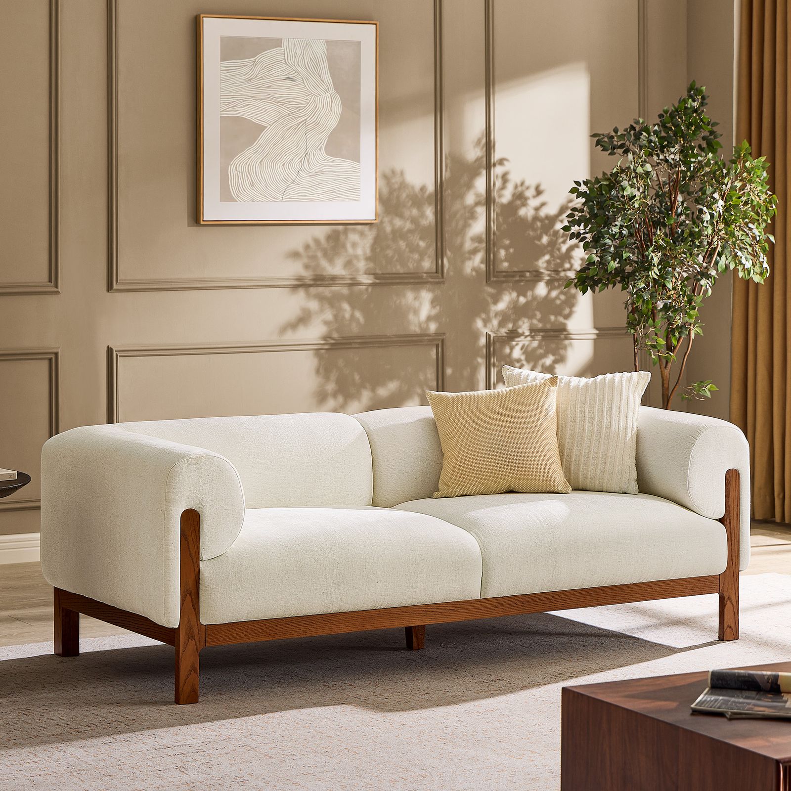 Polaris Tufted Deep Seat Loveseat Sofa with Spill-resistant Fabric
