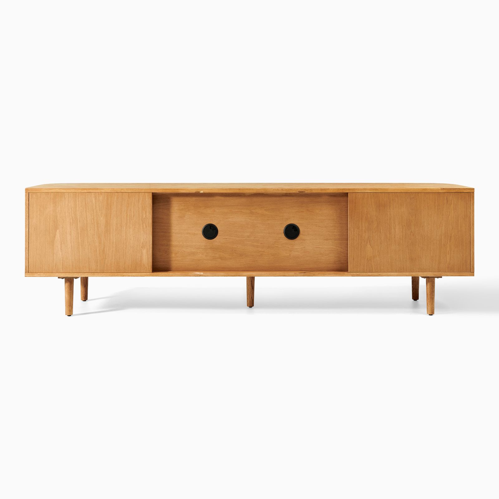 Tristan 84 inch Natural Solid Oak Tambour Door TV Stand with 4