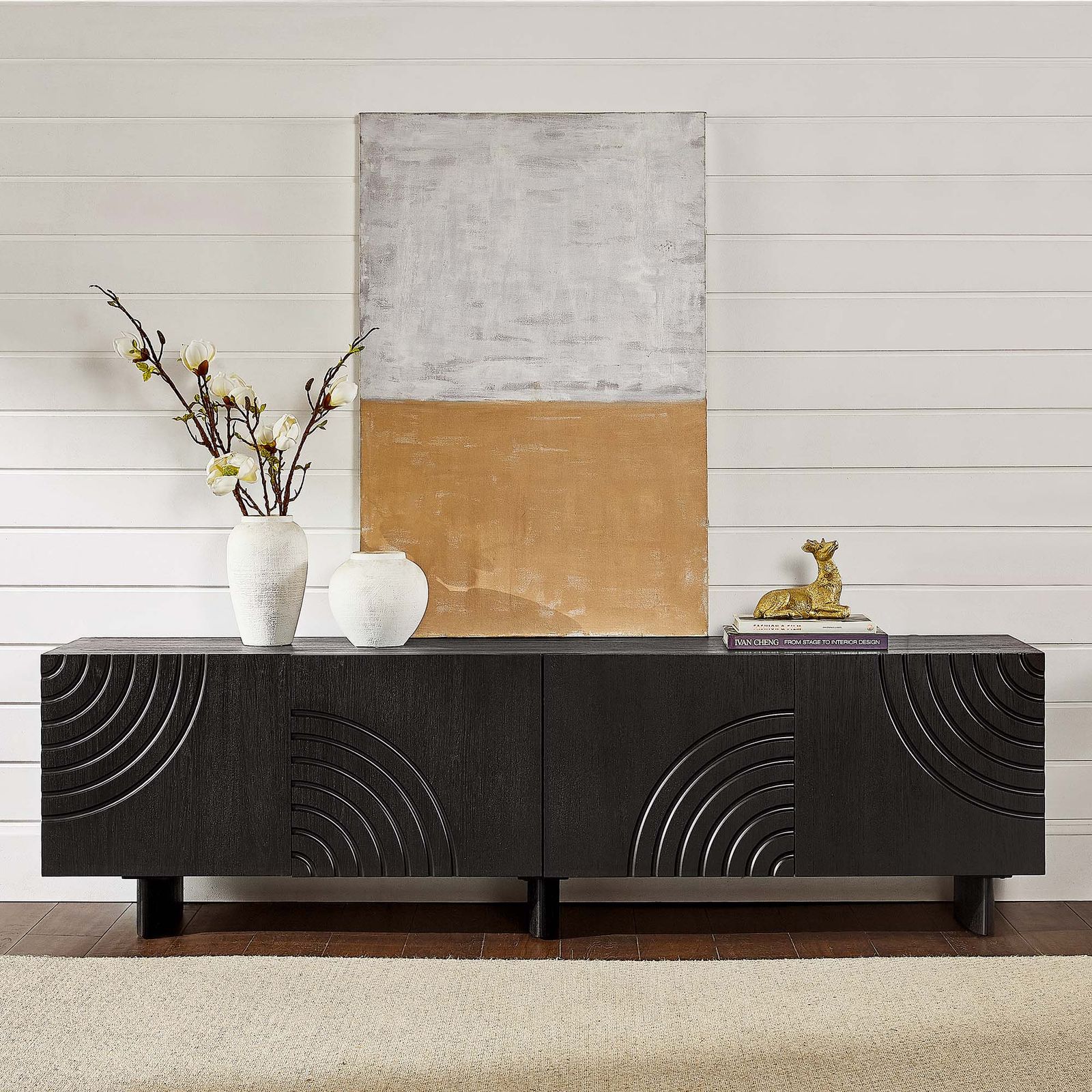 未使用未開封　テレビボード　ERNEST TV CONSOLE Sabina 84 inch Brown TV Stand with Adjustable Shelves and Solid