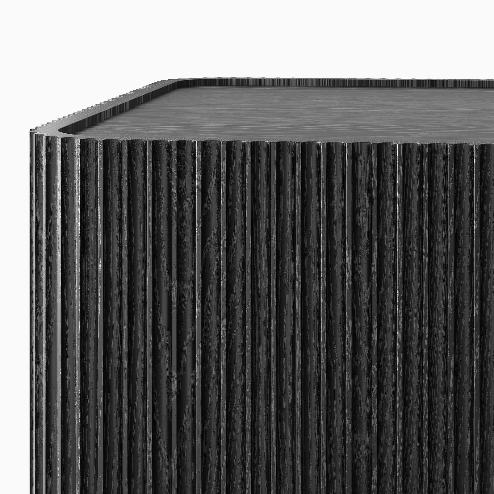 Skimra​ 55 inch Black Fluted Oak Coffee Table with 2 Drawers | HERNEST