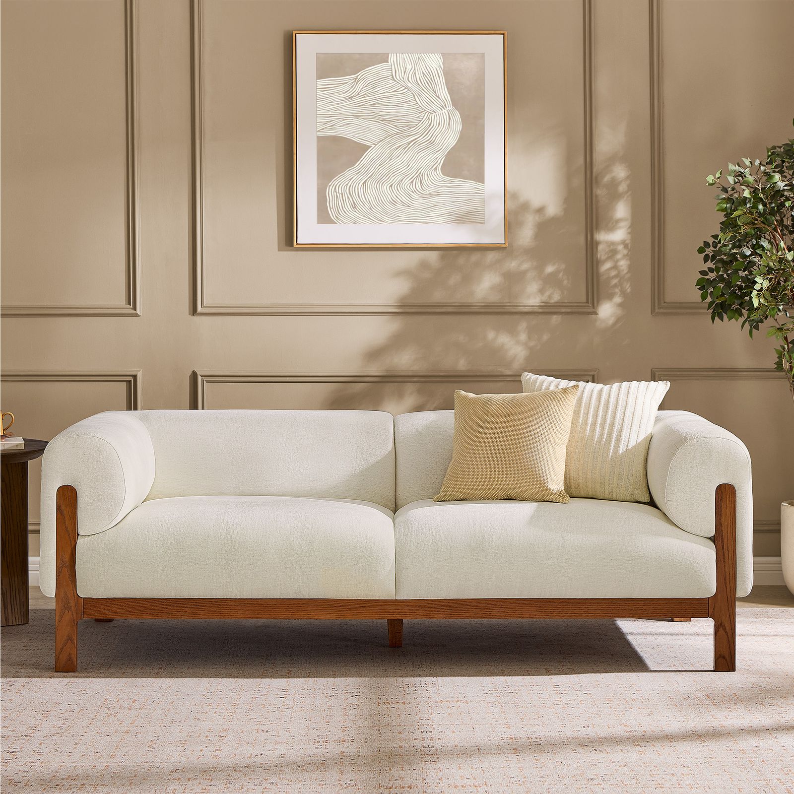 Polaris Tufted Deep Seat Loveseat Sofa with Spill-resistant Fabric