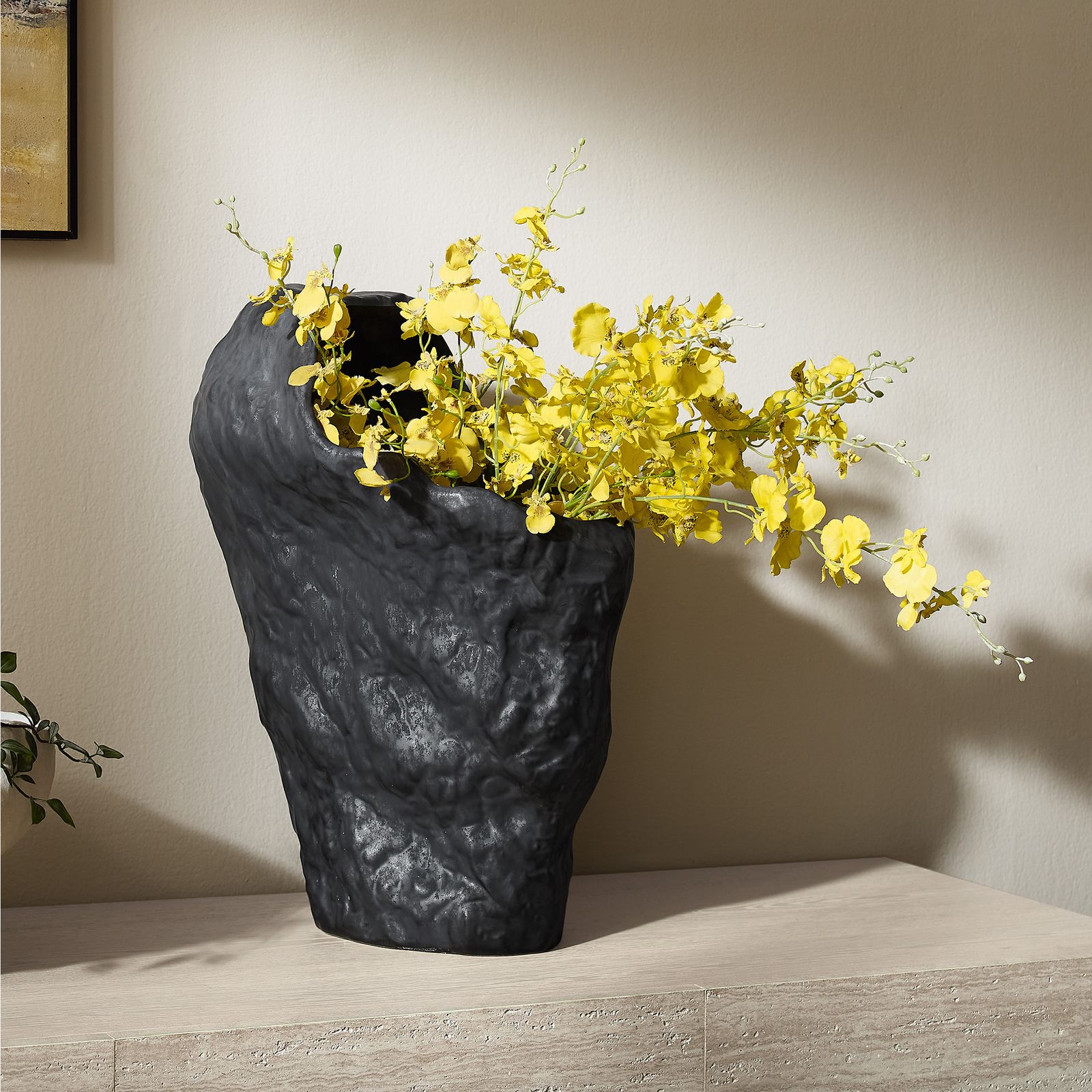 black matte ceramic vase 20.8 inch H room decor stone textured