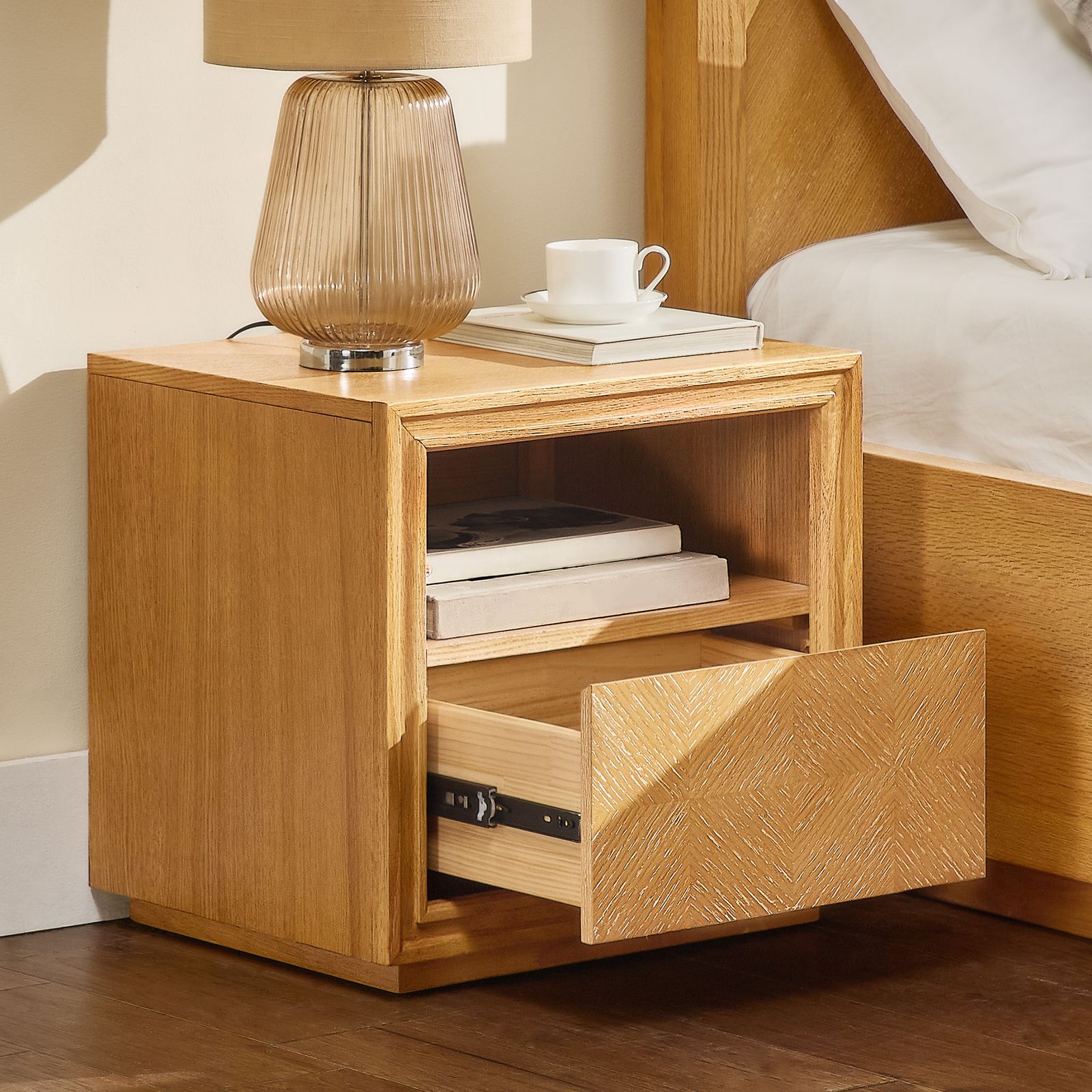 Thursen 21 Inch Chevron Nightstand – Single | Wood Nightstand