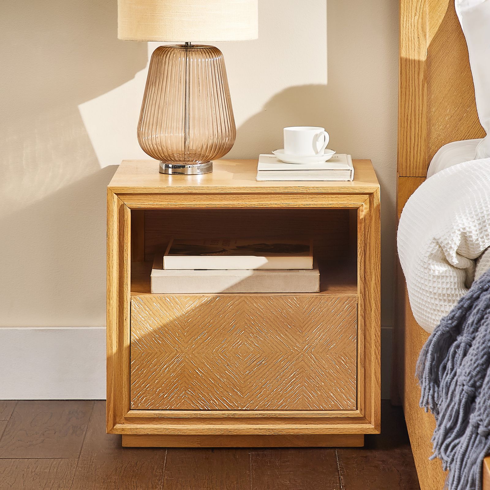 Thursen 21 Inch Chevron Nightstand – Single | Wood Nightstand