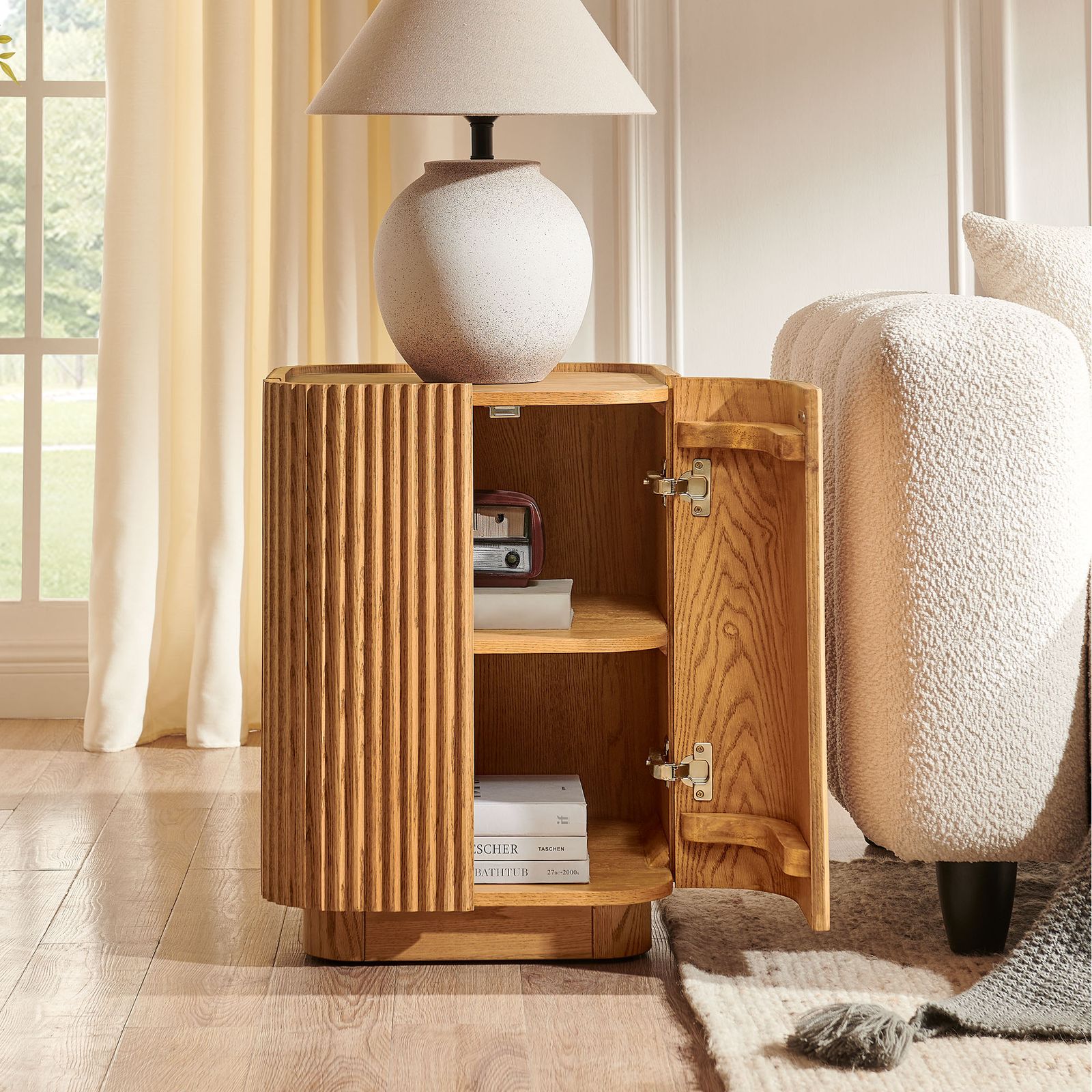 Skimra 18 inch Natural Solid Oak Side Table | HERNEST