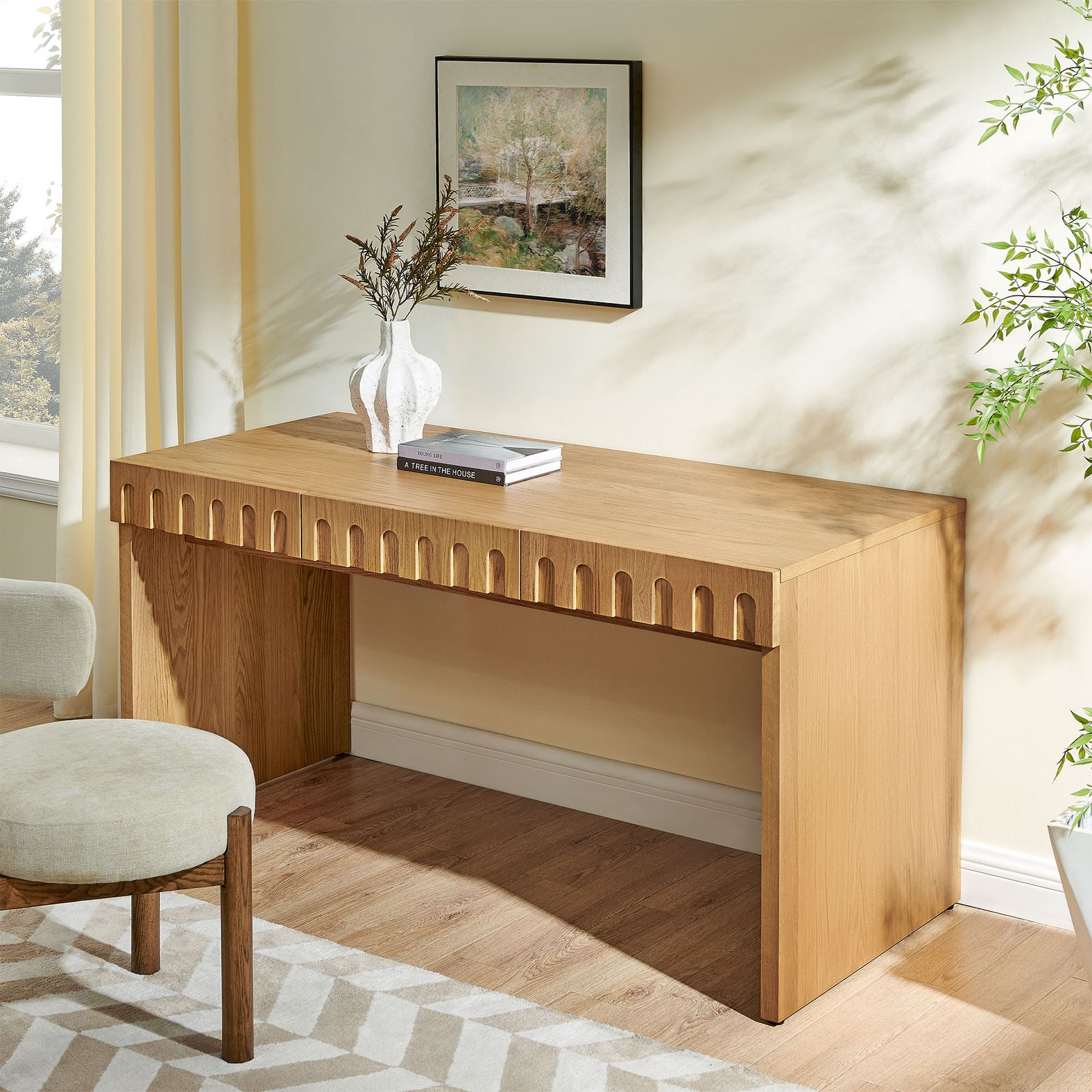 ニュークラフト社（英）フォールディングデスク＜ OFFICE＞ 60 inch Natural Oak Home Office Desk | HERNEST