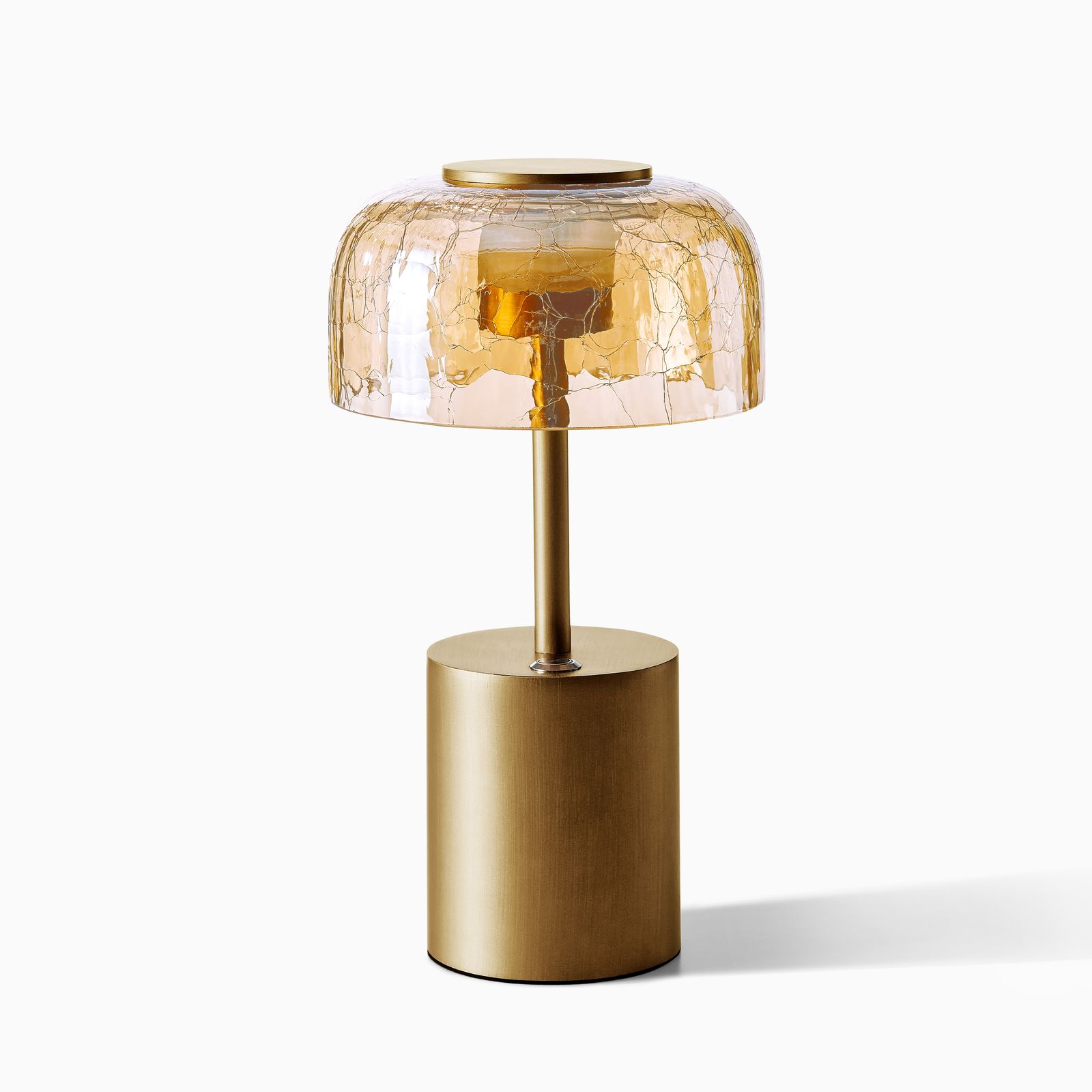 crackle glass table lamp with bronze post modern style for desk or