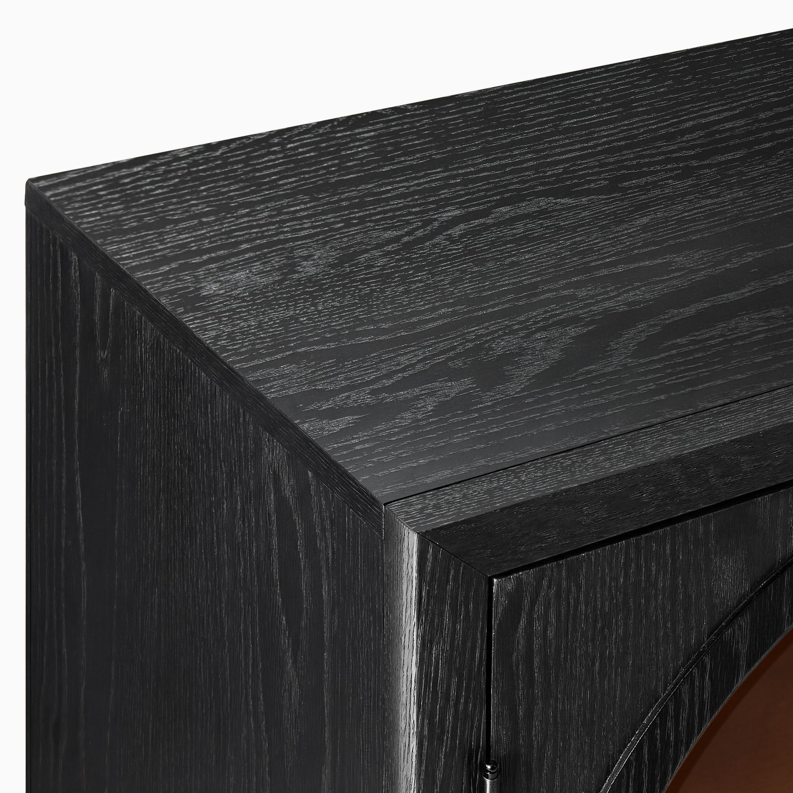 炉壇 31 inch Black Oak Cabinet with Arched Doors and Solid Wood Legs