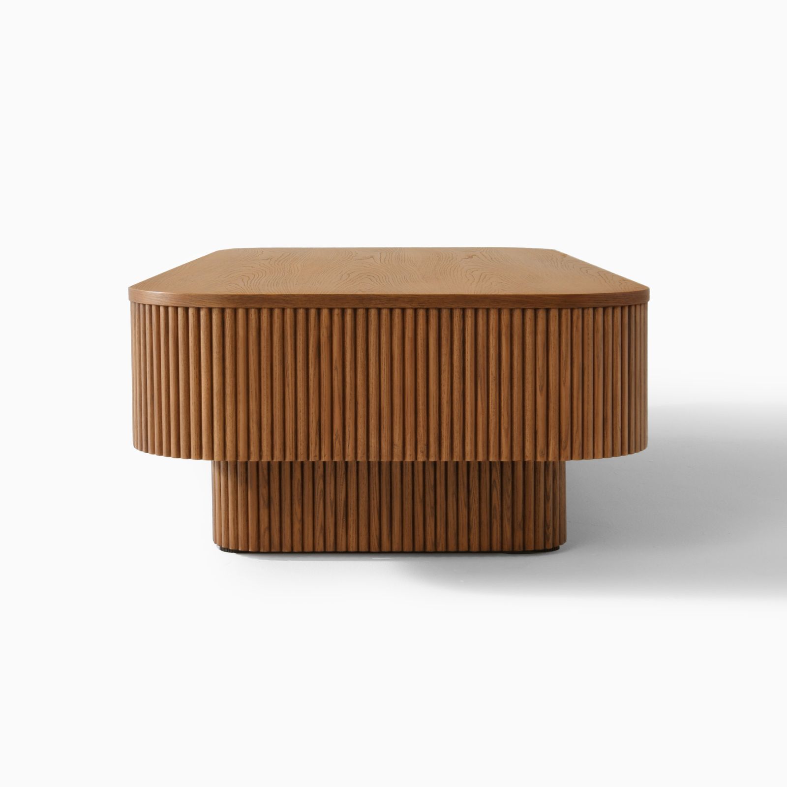 Marisol 55 inch Warm Brown Fluted Oak Coffee Table with Drawers