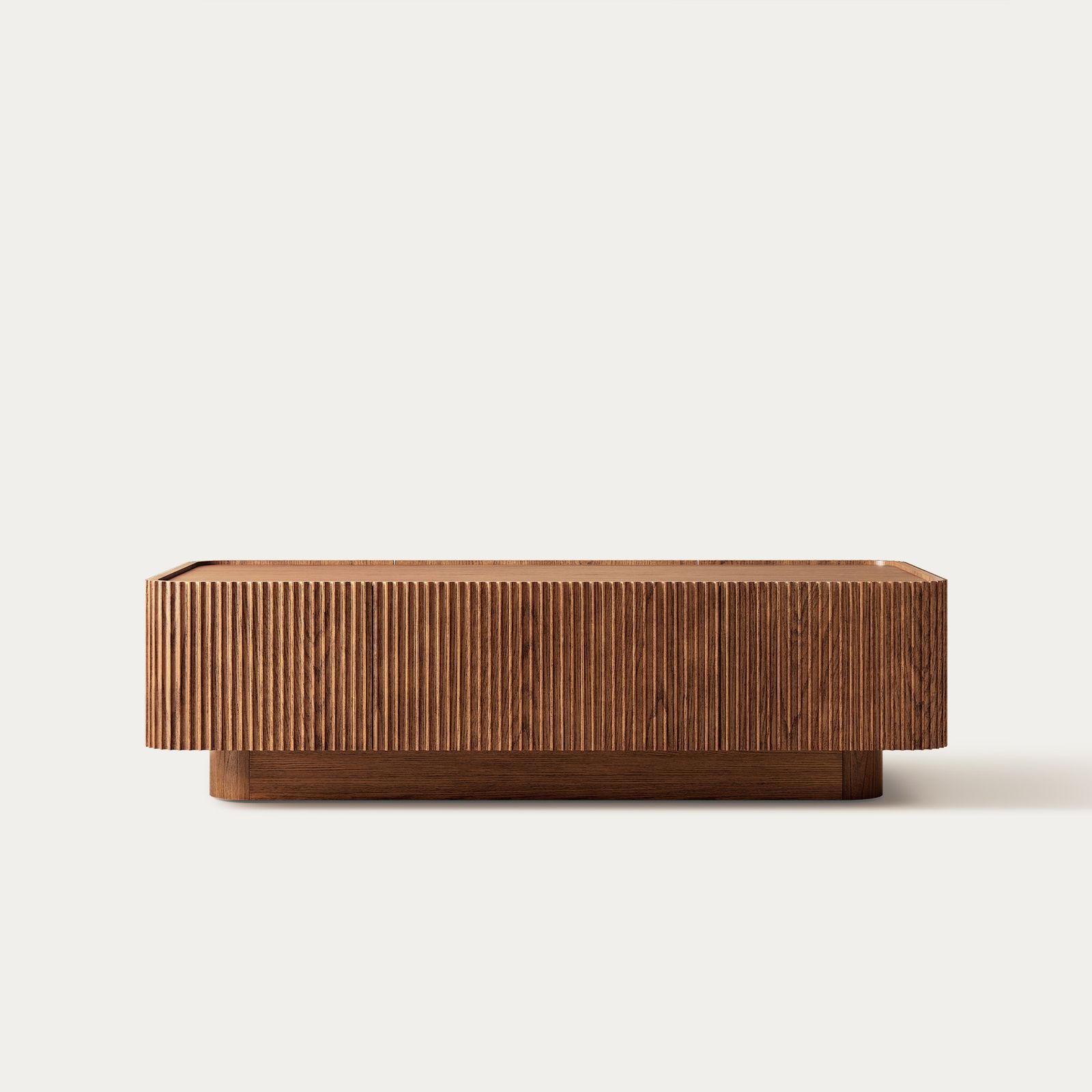 Skimra​ 55 inch Warm Brown Fluted Oak Coffee Table with 2 Drawers