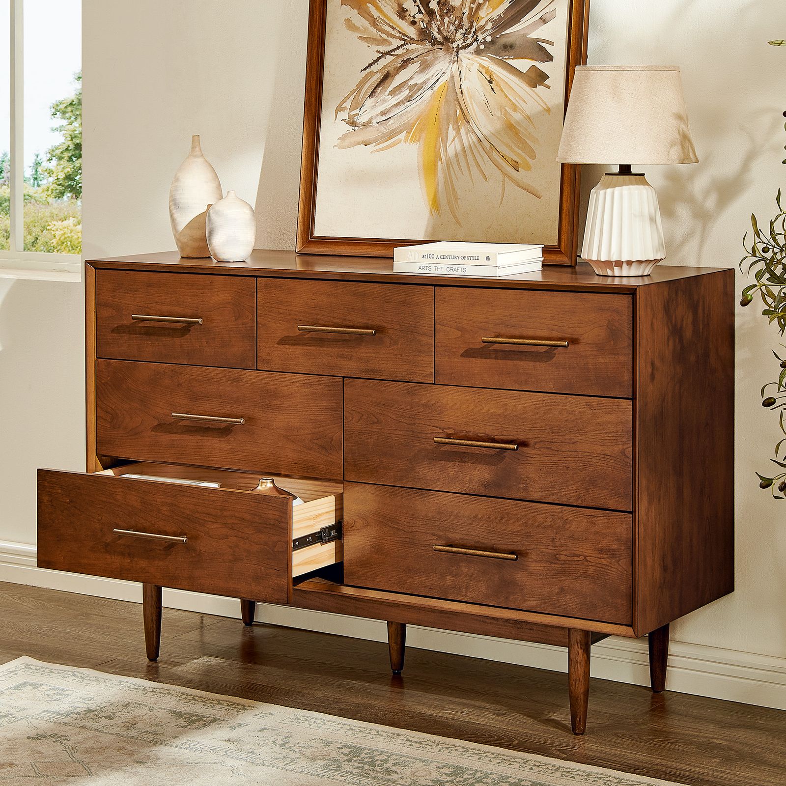 5-Piece Kaden Mid-Century Cherry Bedroom Set | HERNEST