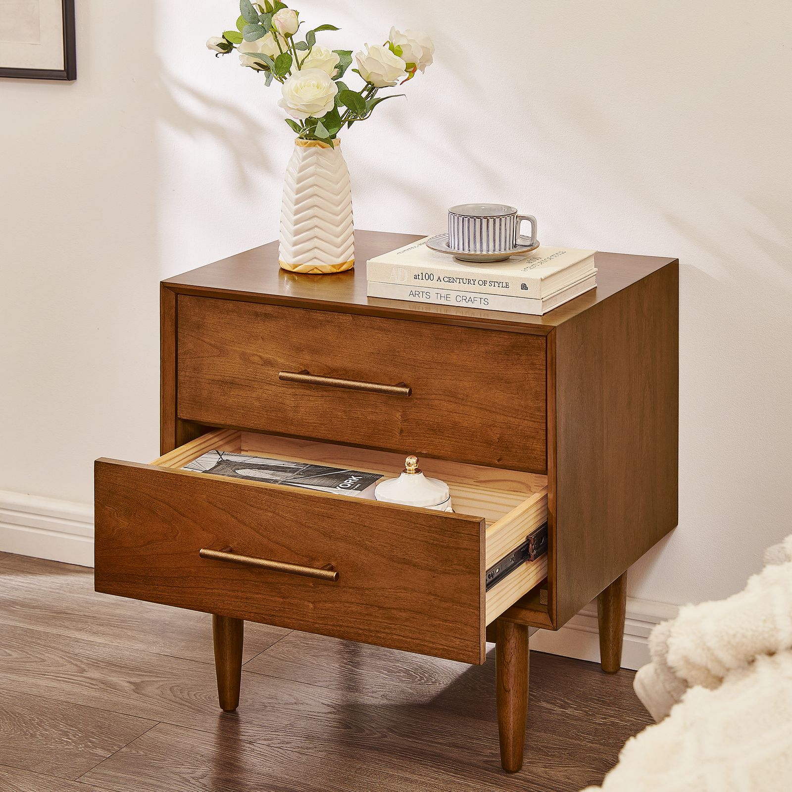3-Piece Kaden Mid-Century Cherry Bedroom Set | HERNEST