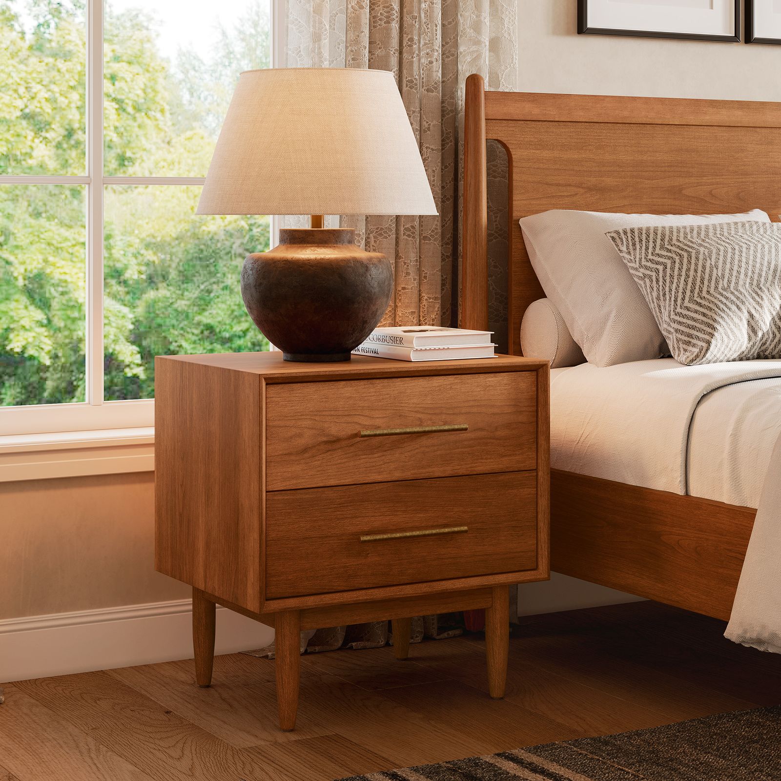 5-Piece Kaden Mid-Century Cherry Bedroom Set | HERNEST