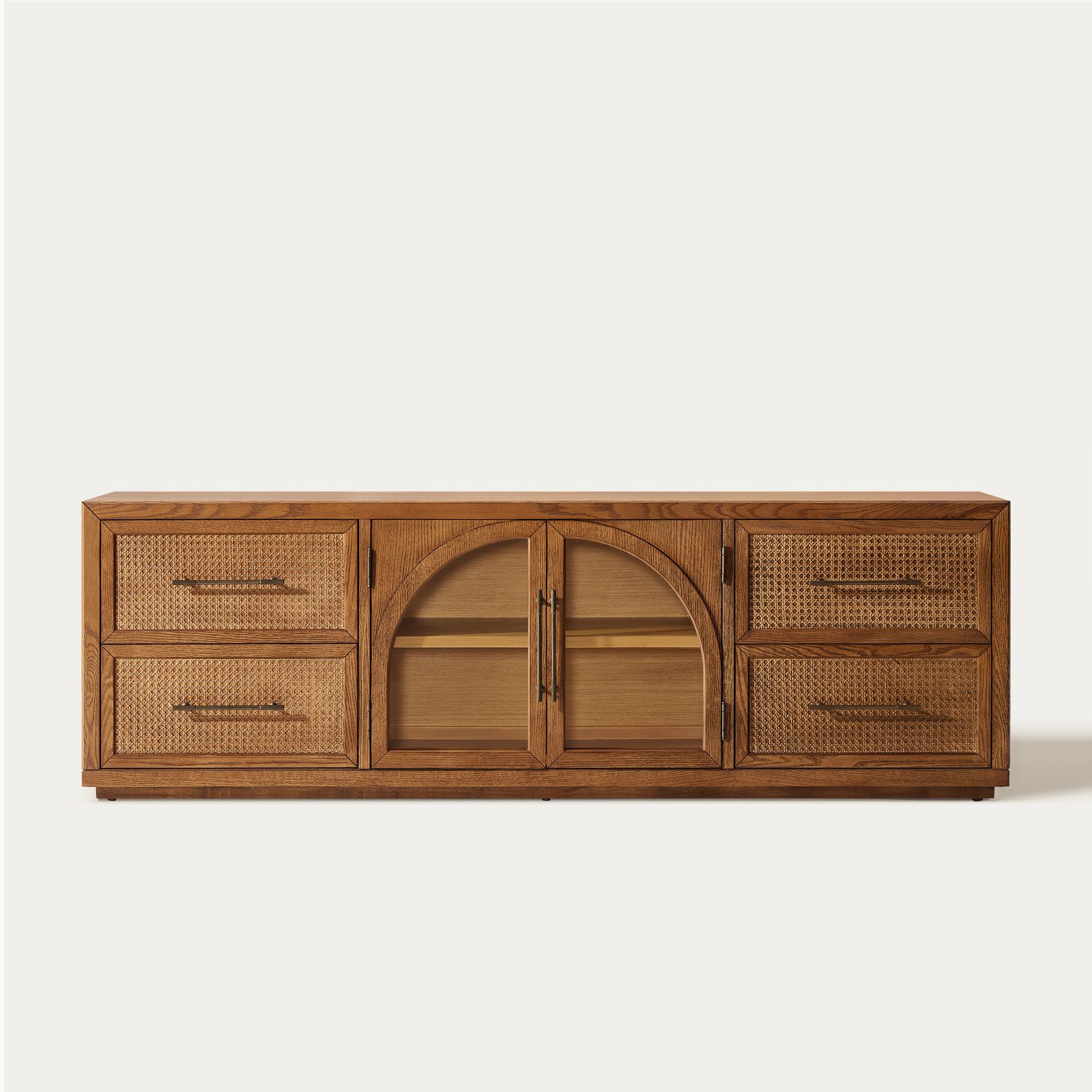 Valborg 80 inch Brown TV Stand with 4 Rattan Drawers | HERNEST