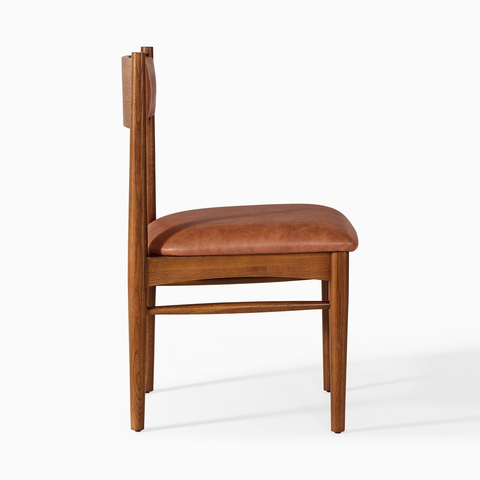 Kaden Set of 2 Solid Oak Dining Chairs with Brown PU Leather