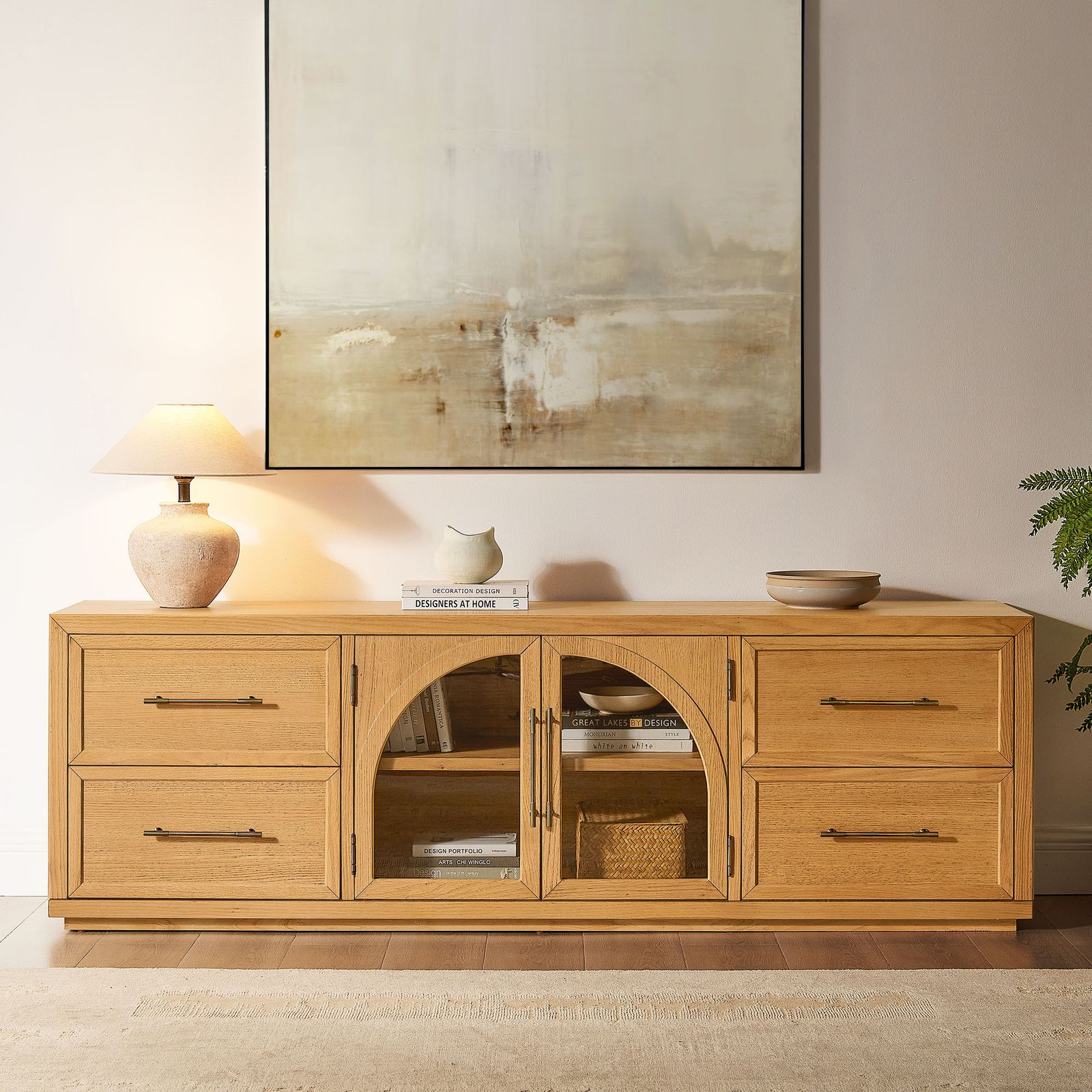 Valborg 80 inch TV Stand with 4 Drawers and Adjustable Shelves