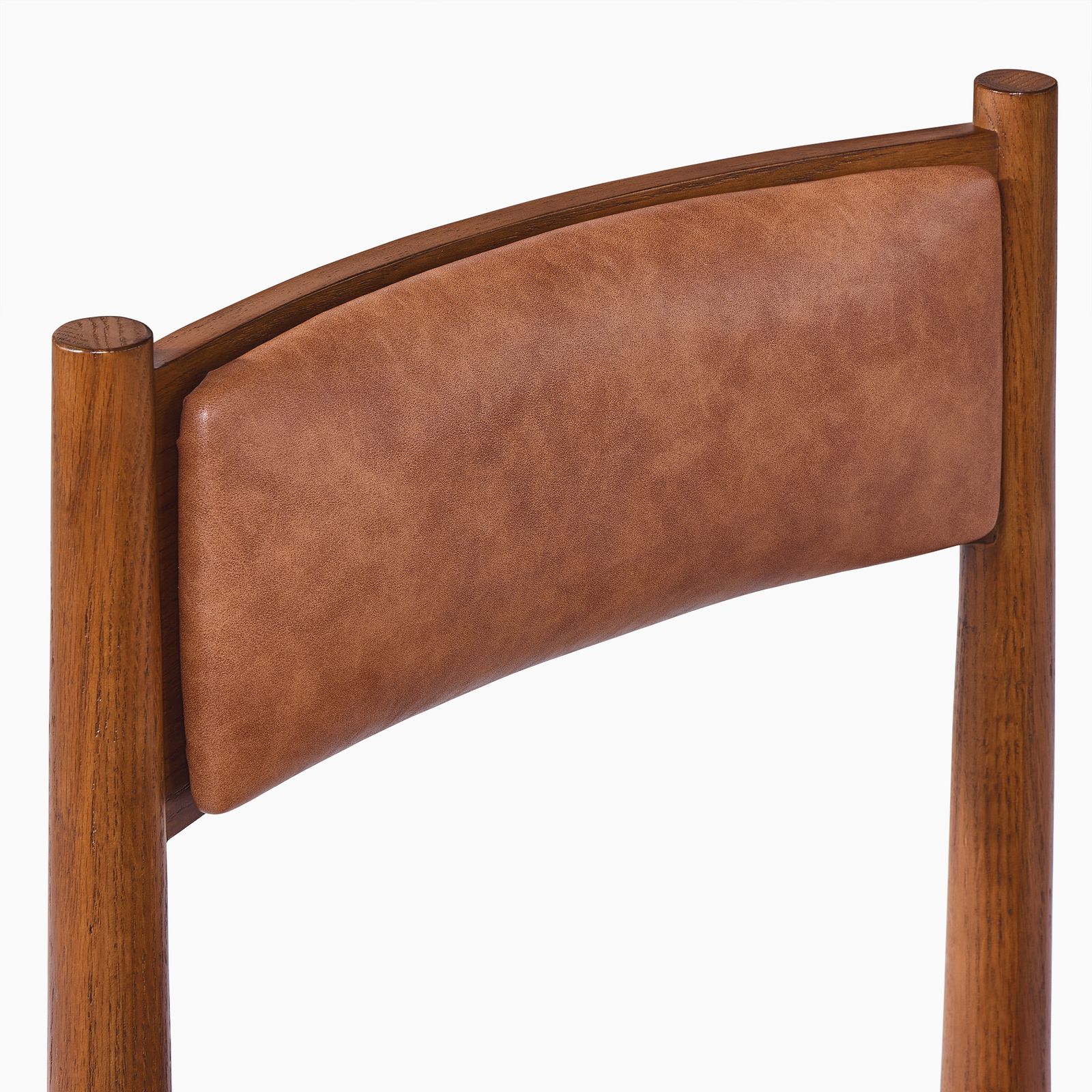 Kaden Set of 2 Solid Oak Dining Chairs with Brown PU Leather