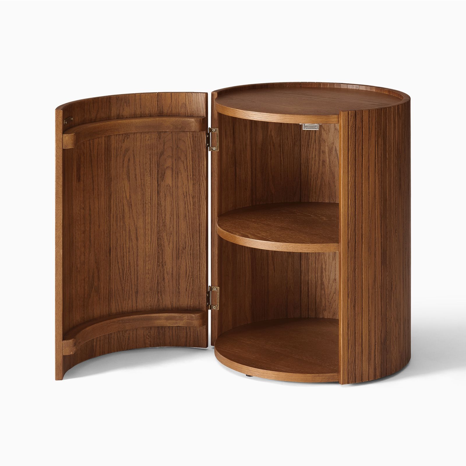  wood sidetable ❗️ Elliot 16 inch Round Reddish Brown Solid Oak Side Table | HERNEST