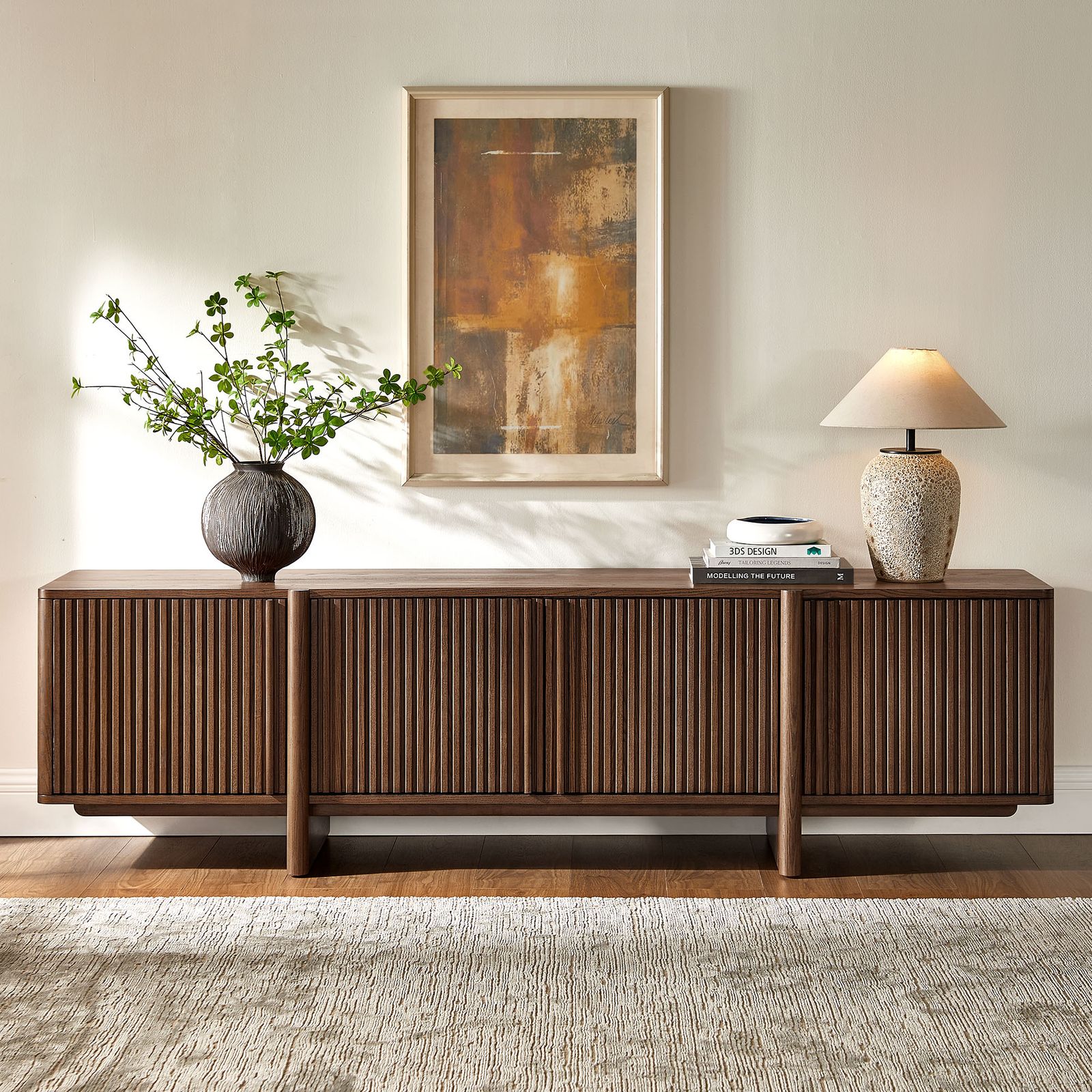 Sabina 84 inch Brown TV Stand with Solid Ash Door and Adjustable