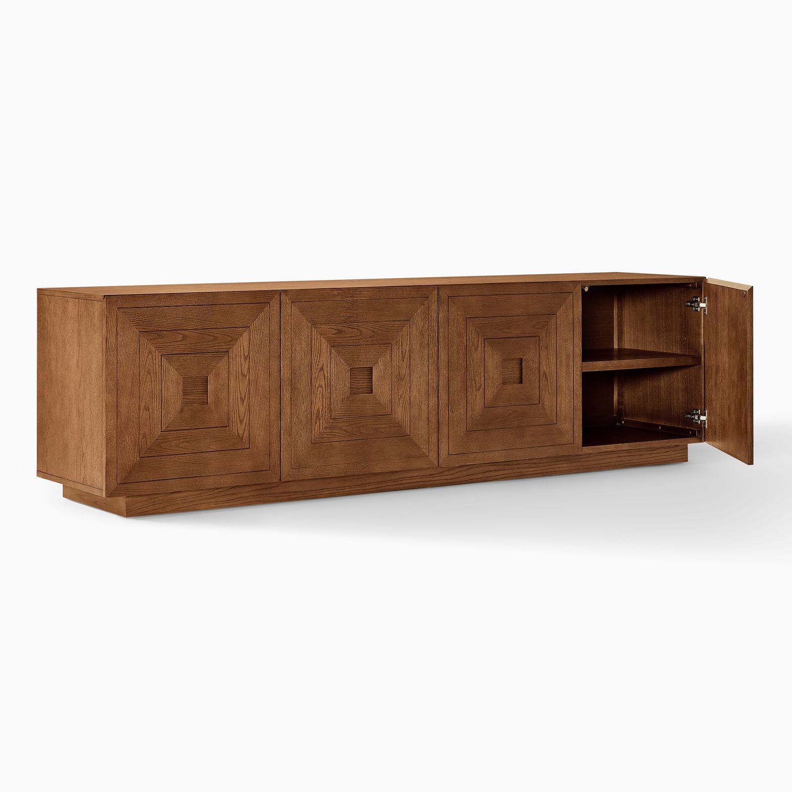ウェルスパ　ニュースキン Kaisa 86 inch Carving Wood TV Stand with Adjustable Shelves for