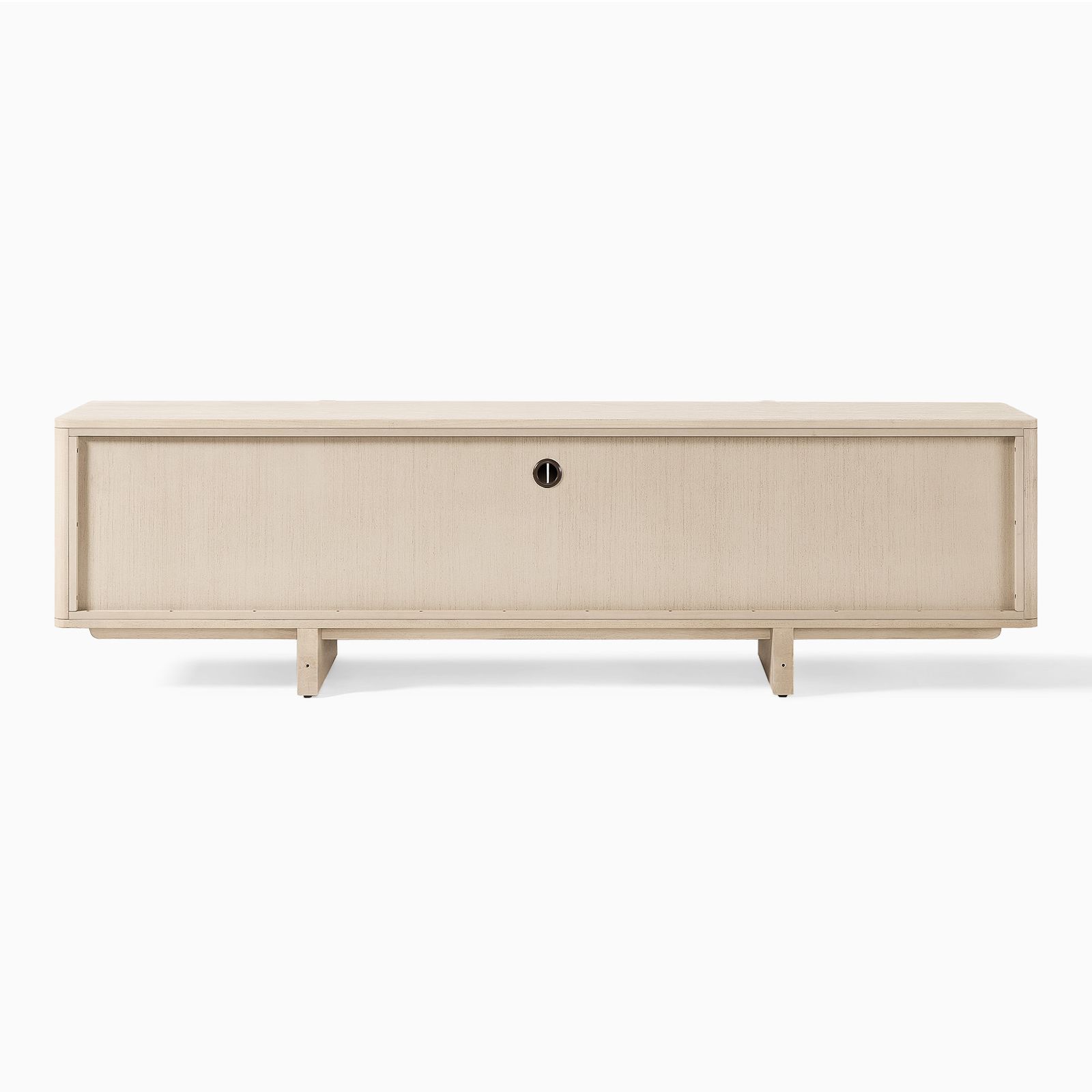 Sabina 84 inch White TV Stand with Solid Ash Door and Adjustable