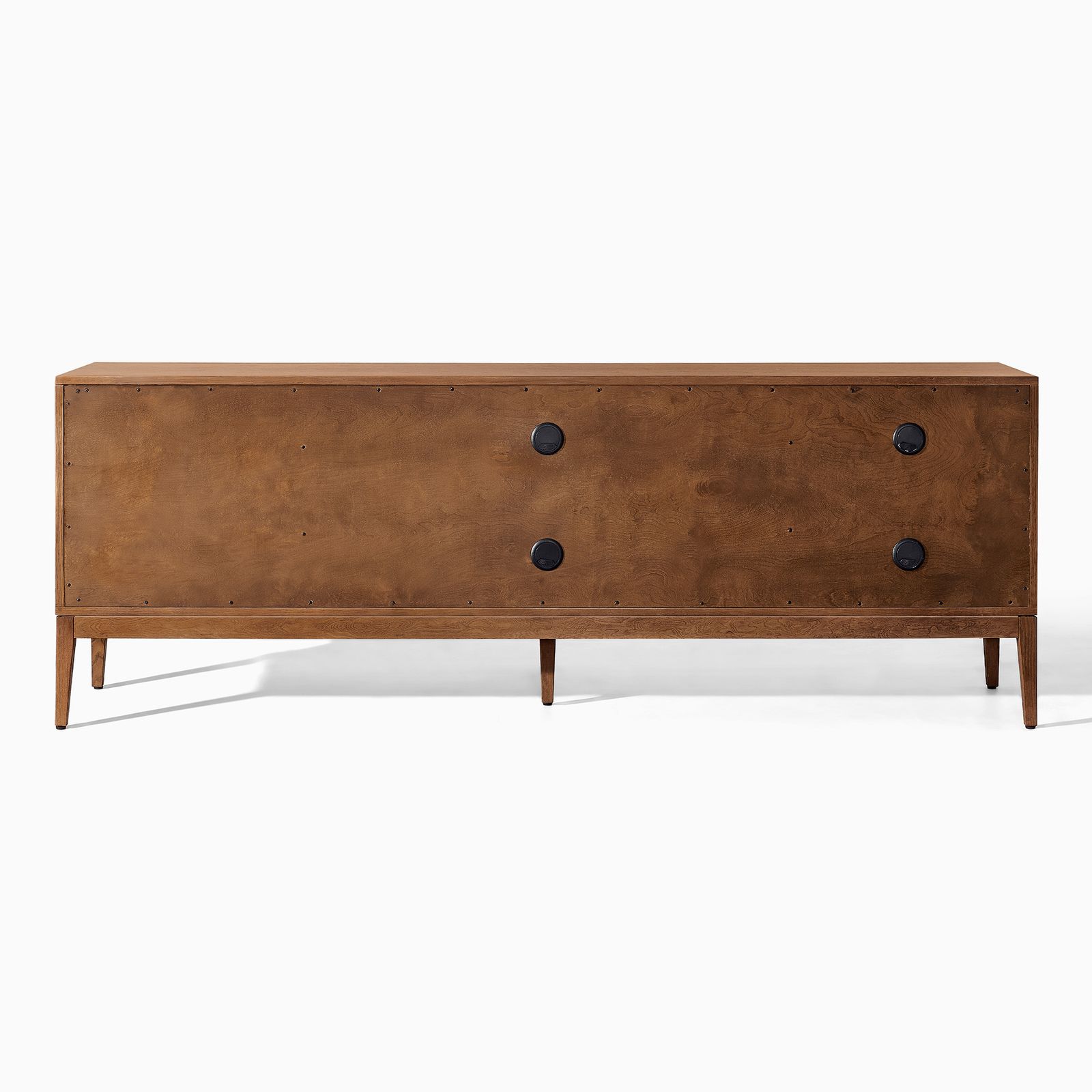 Astrid 84 inch MCM Slatted TV Stand with Sliding Door Cabinet & 2